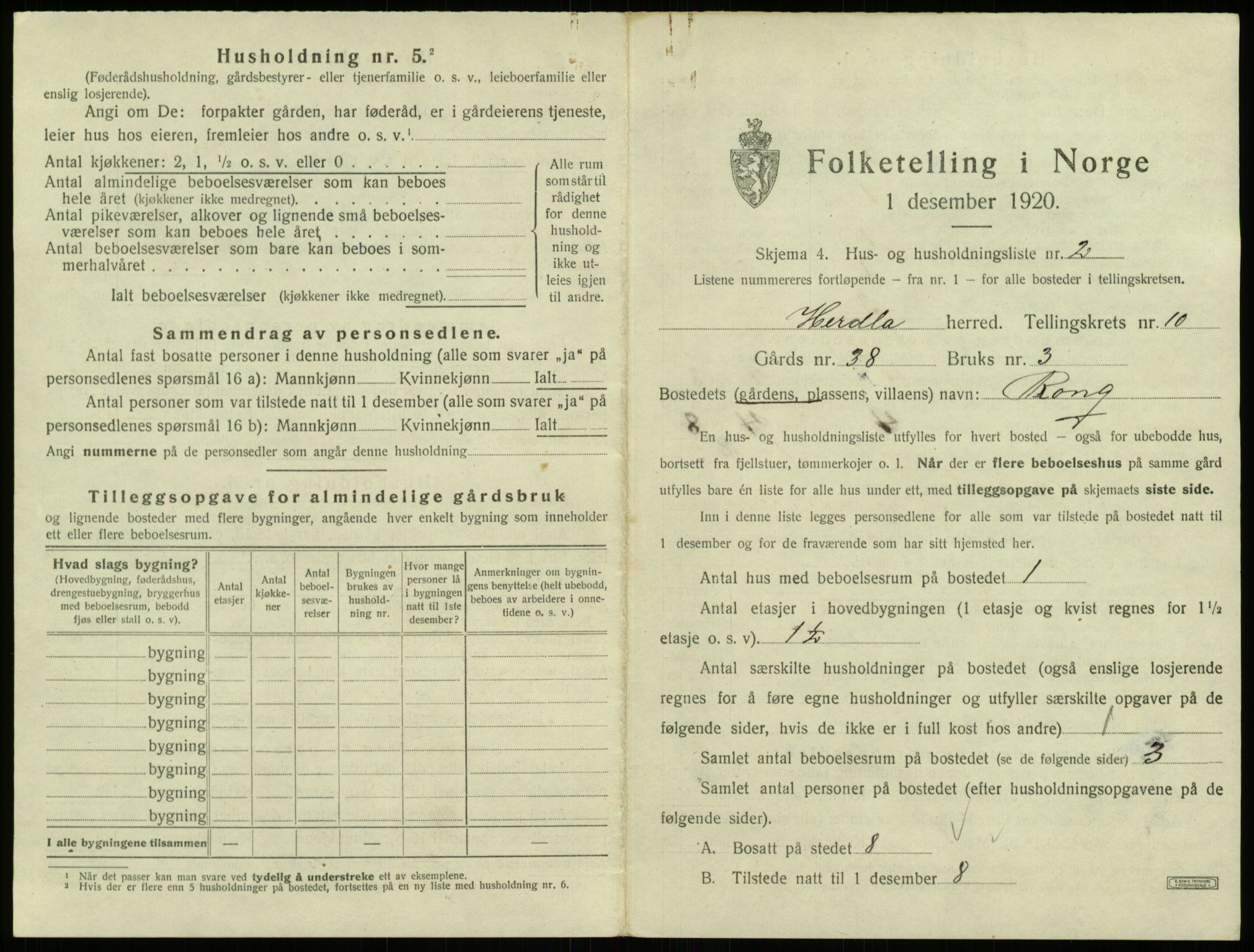 SAB, 1920 census for Herdla, 1920, p. 927