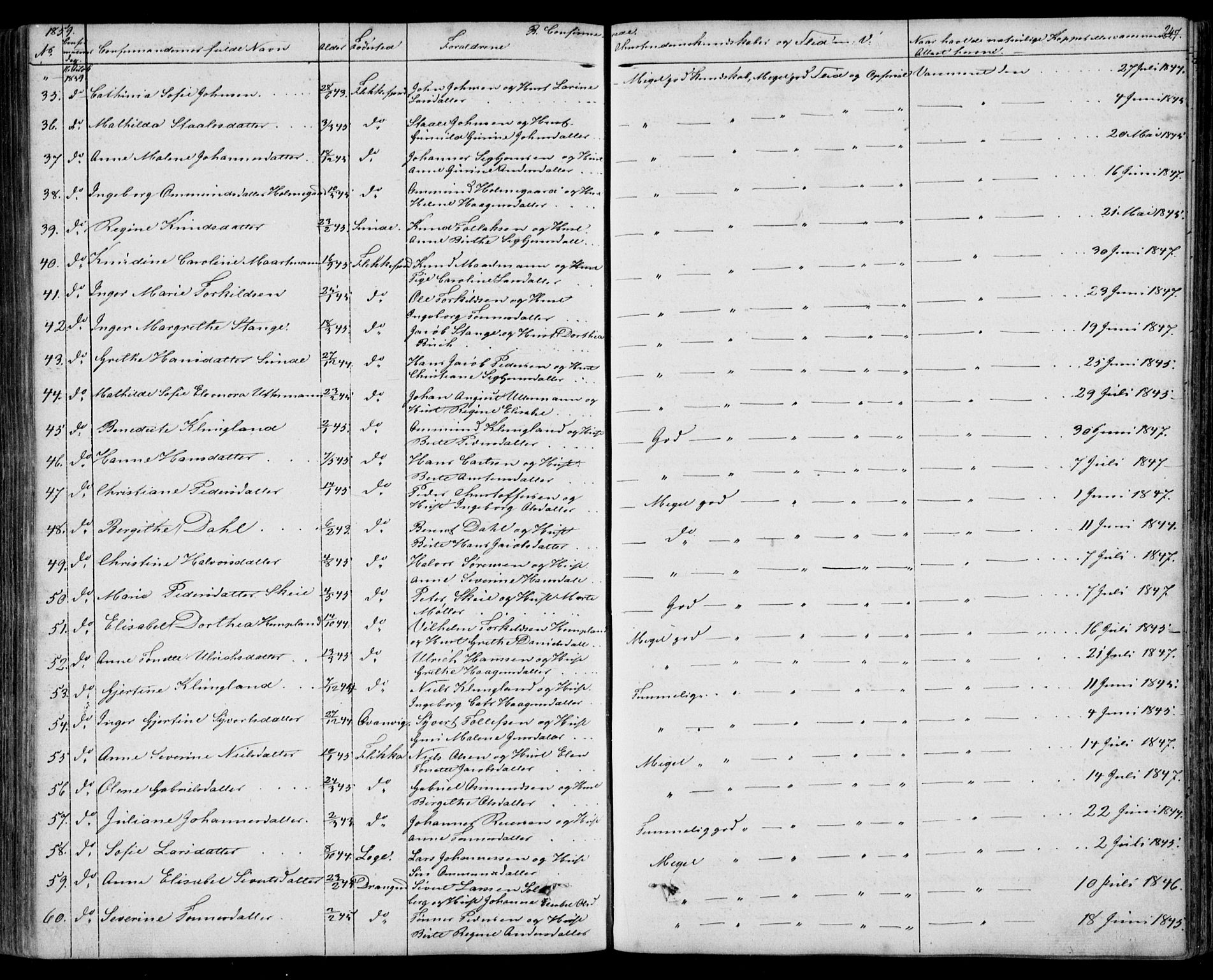 Flekkefjord sokneprestkontor, SAK/1111-0012/F/Fb/Fbc/L0005: Parish register (copy) no. B 5, 1846-1866, p. 247