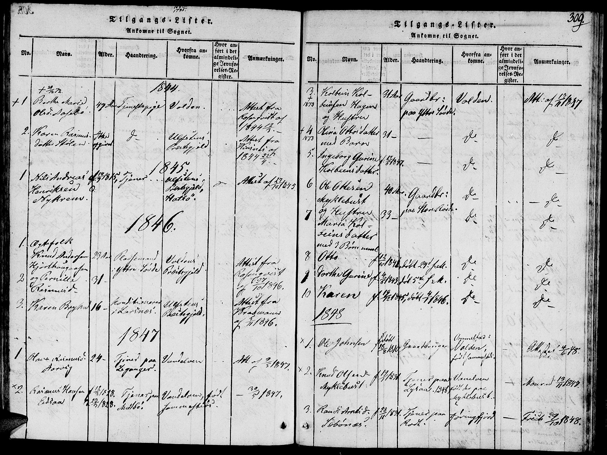 Ministerialprotokoller, klokkerbøker og fødselsregistre - Møre og Romsdal, SAT/A-1454/504/L0054: Parish register (official) no. 504A01, 1816-1861, p. 309