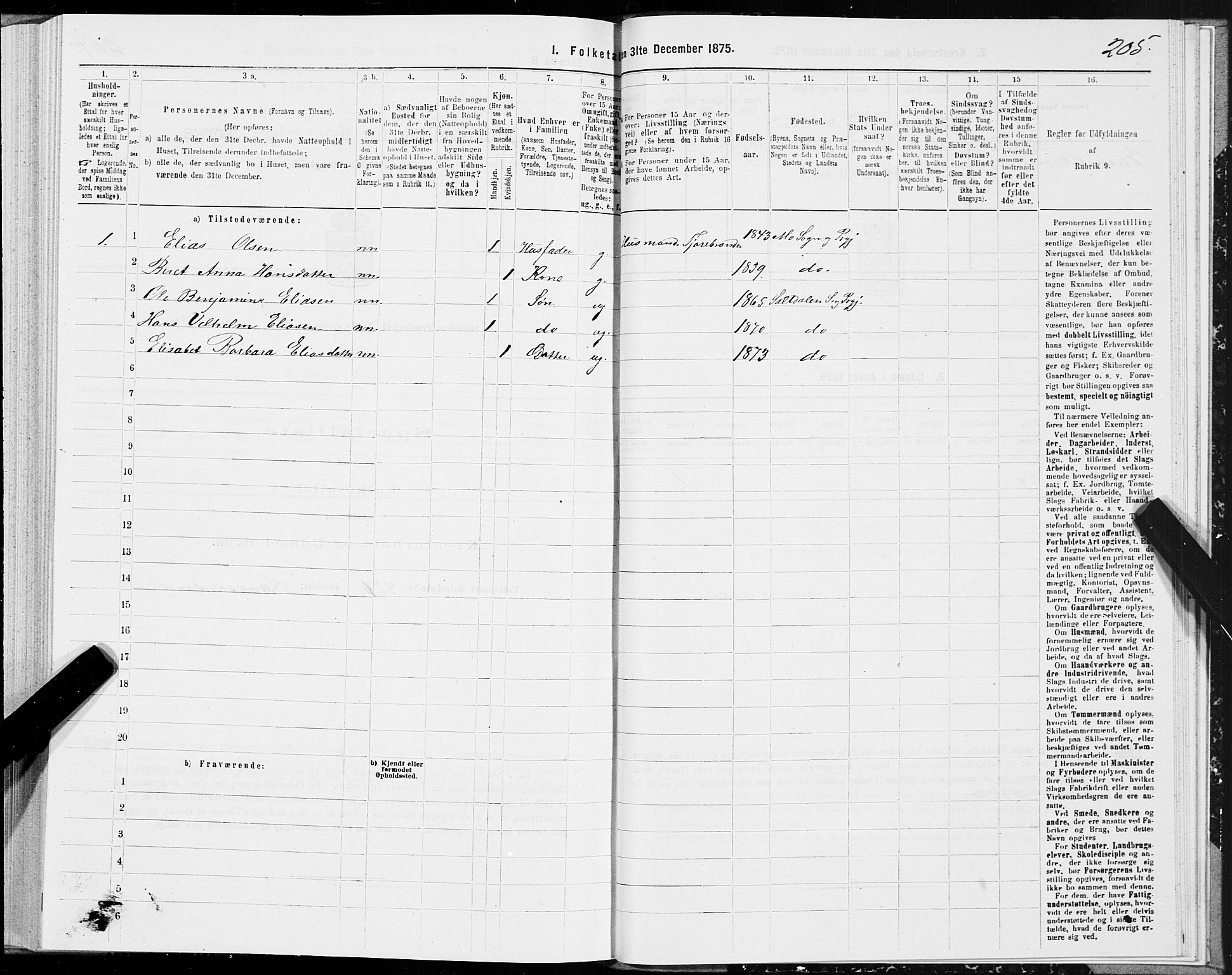 SAT, 1875 census for 1840P Saltdal, 1875, p. 2205
