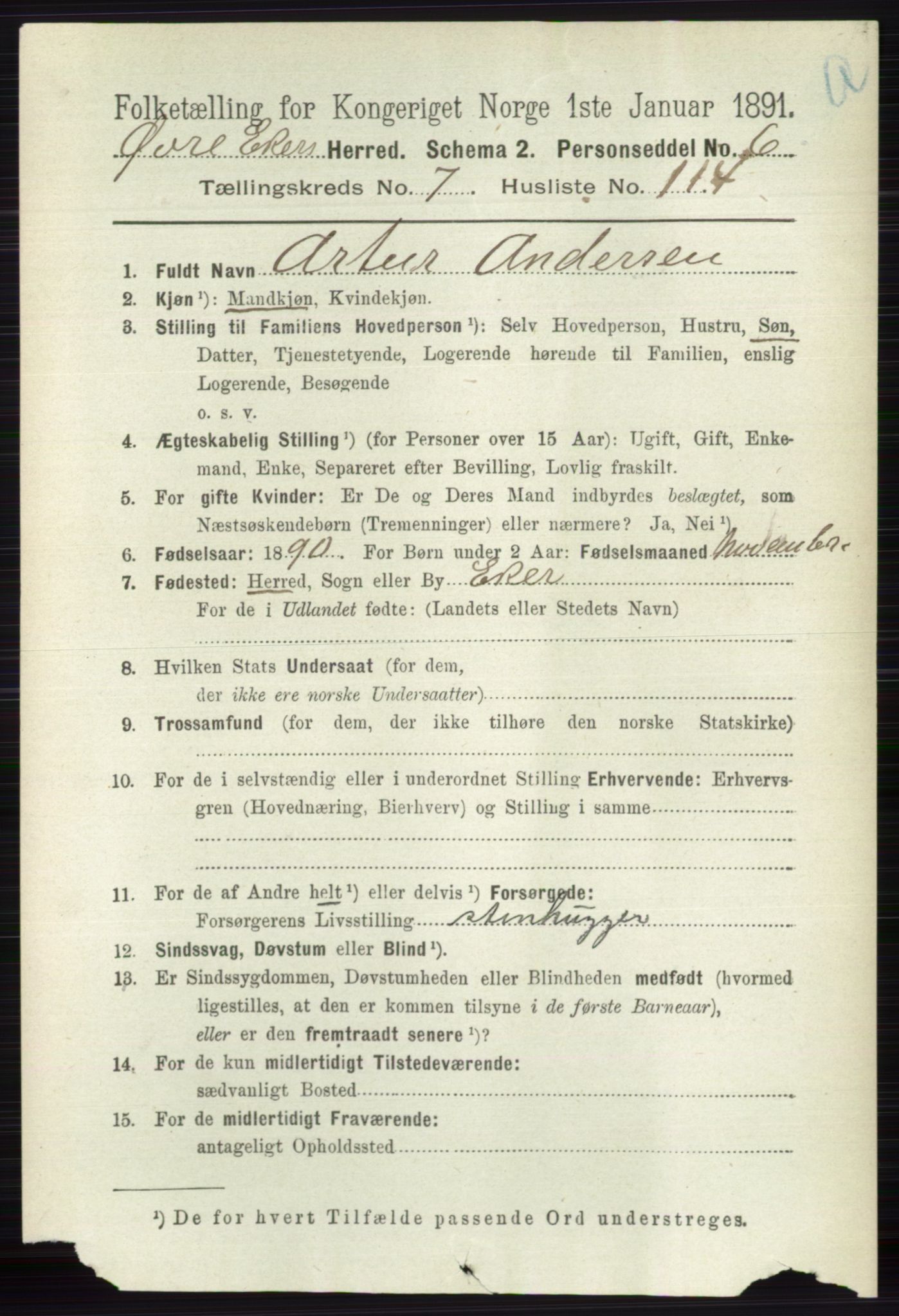 RA, 1891 census for 0624 Øvre Eiker, 1891, p. 3131