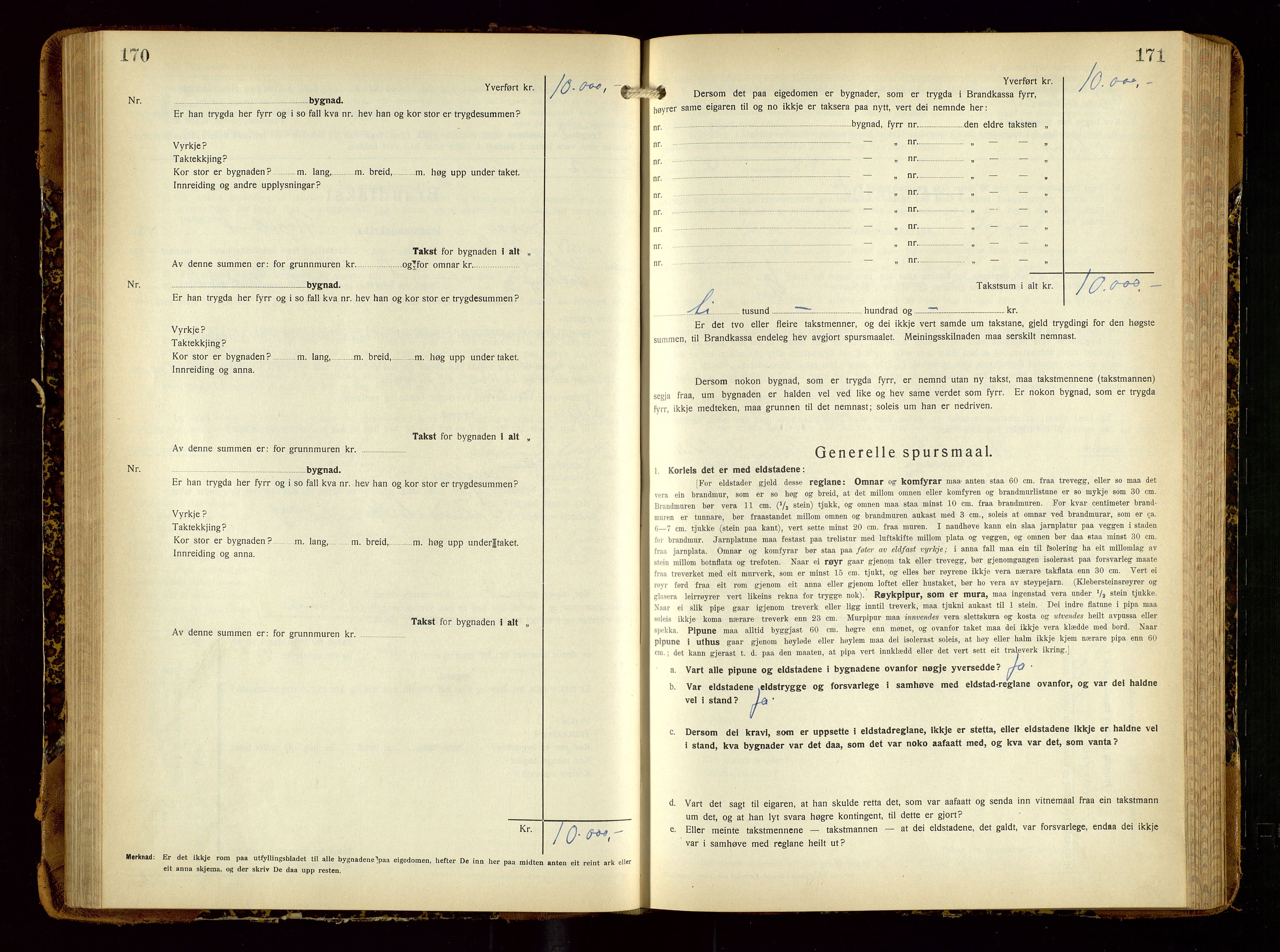 Tysvær lensmannskontor, AV/SAST-A-100192/Gob/L0003: "Brandtakstbok for Tysvær lensmannskrins", 1932-1955, p. 170-171