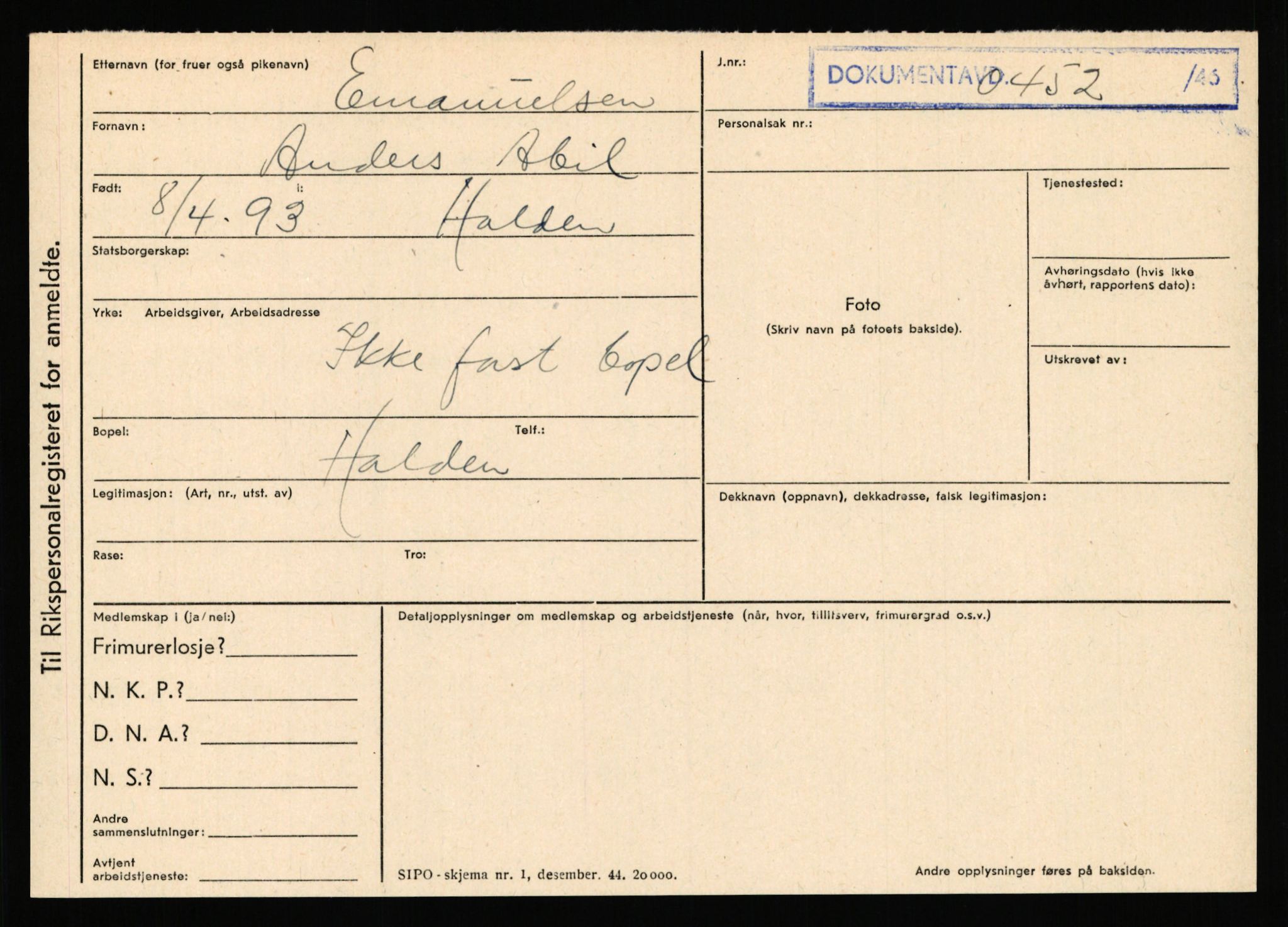 Statspolitiet - Hovedkontoret / Osloavdelingen, AV/RA-S-1329/C/Ca/L0004: Eid - funn av gjenstander	, 1943-1945, p. 825