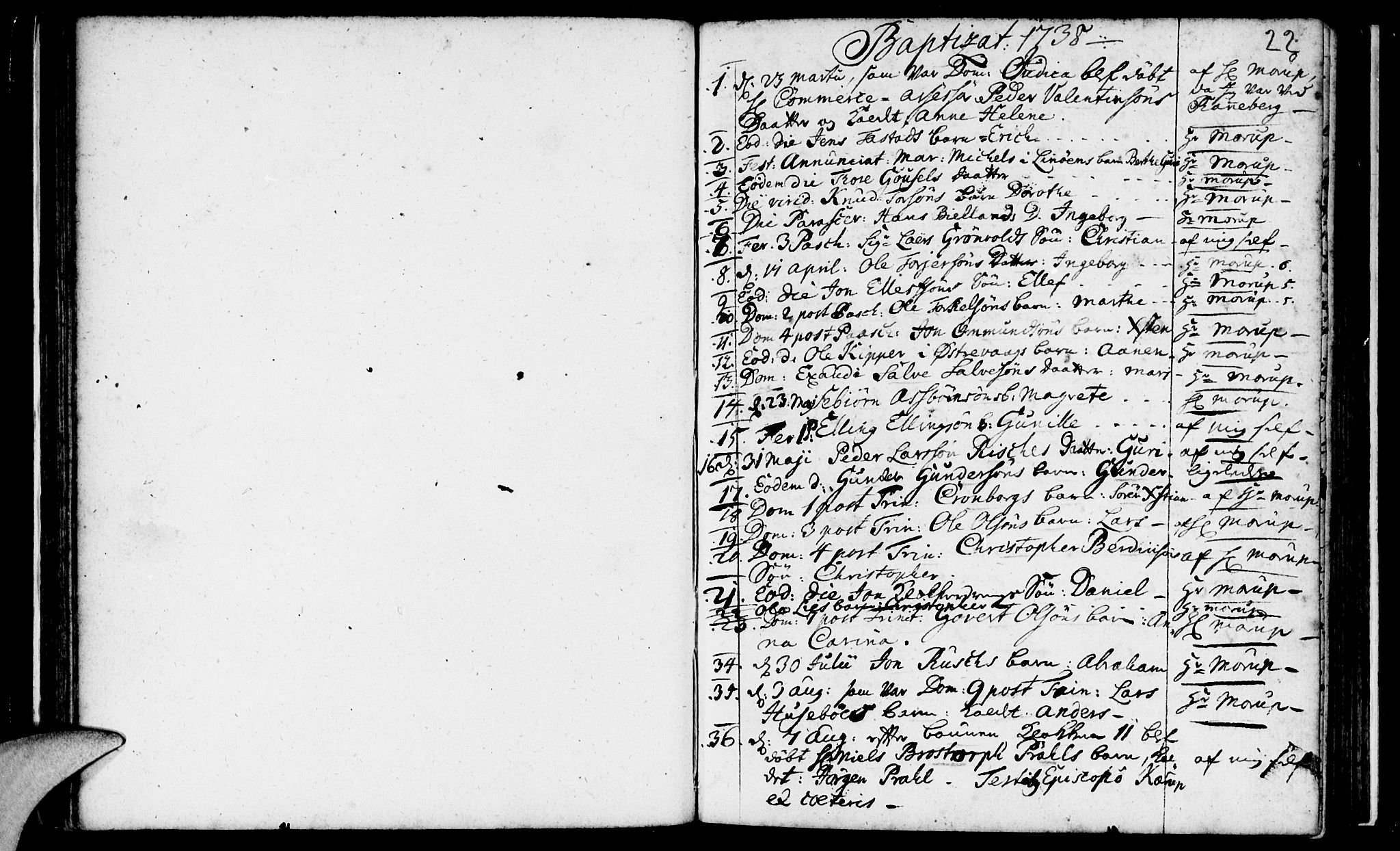 Domkirken sokneprestkontor, SAST/A-101812/001/30/30BA/L0003: Parish register (official) no. A 3 /1, 1738-1760, p. 22