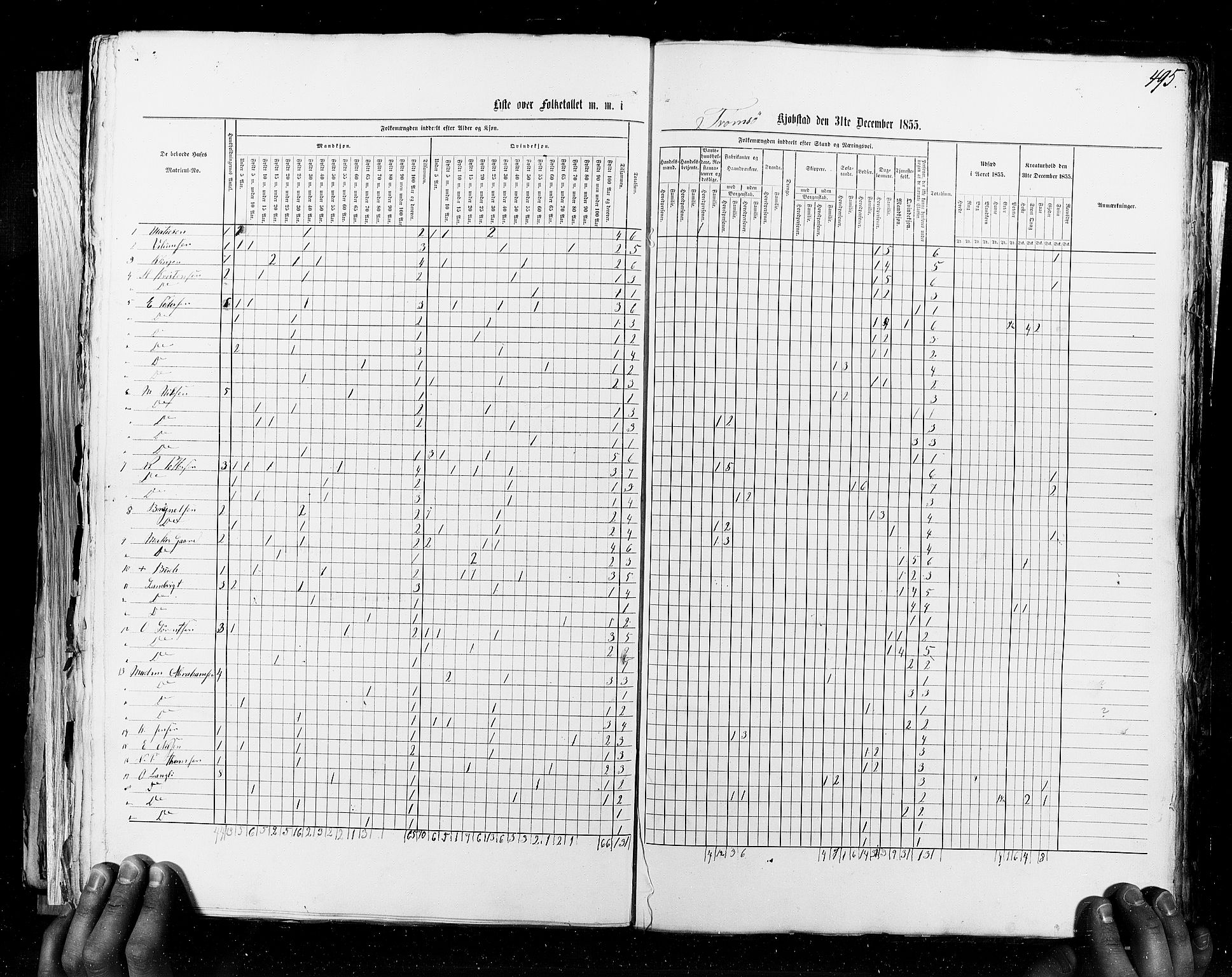 RA, Census 1855, vol. 8: Risør-Vadsø, 1855, p. 495