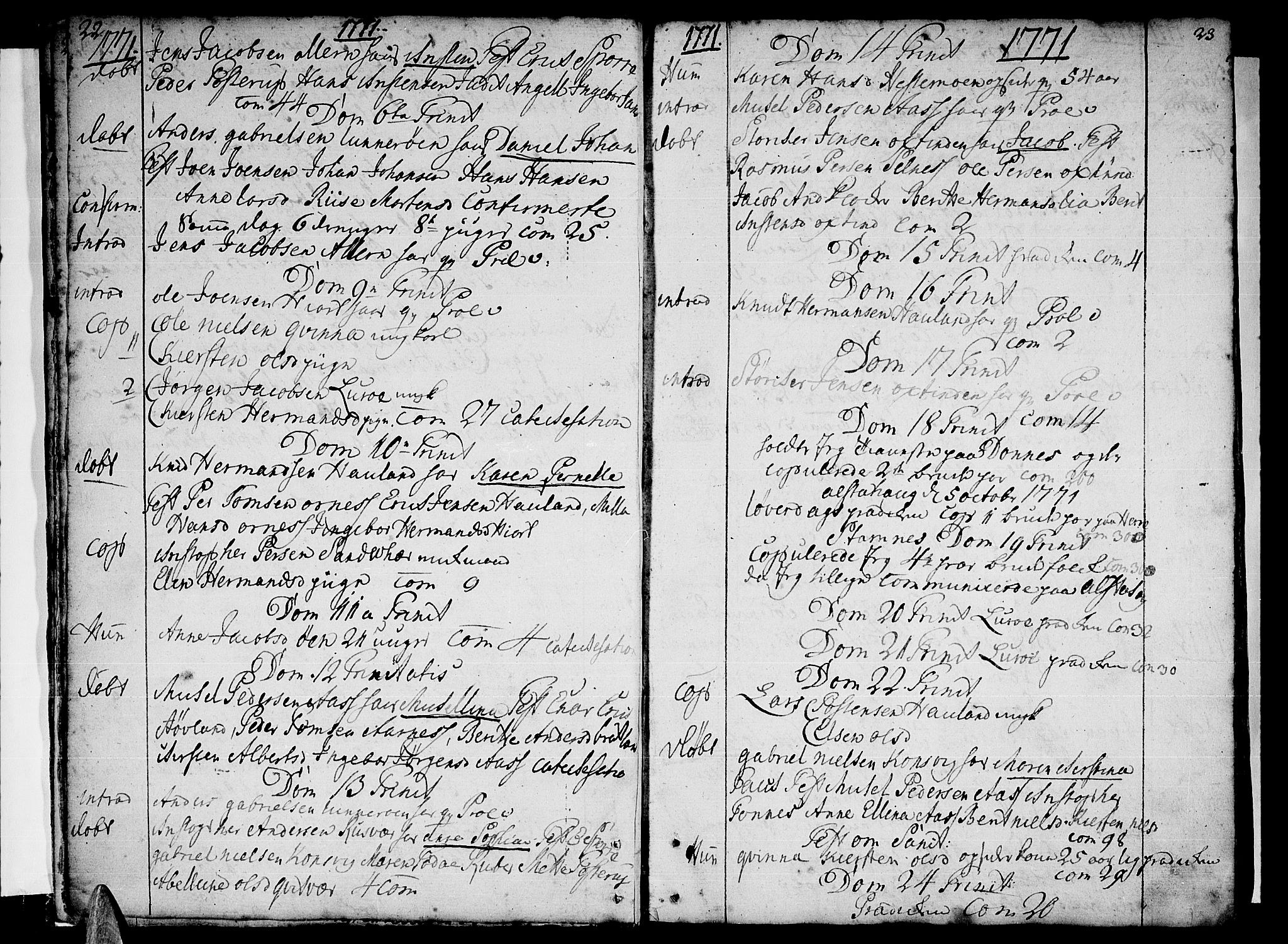 Ministerialprotokoller, klokkerbøker og fødselsregistre - Nordland, SAT/A-1459/839/L0563: Parish register (official) no. 839A01 /1, 1767-1824, p. 22-23