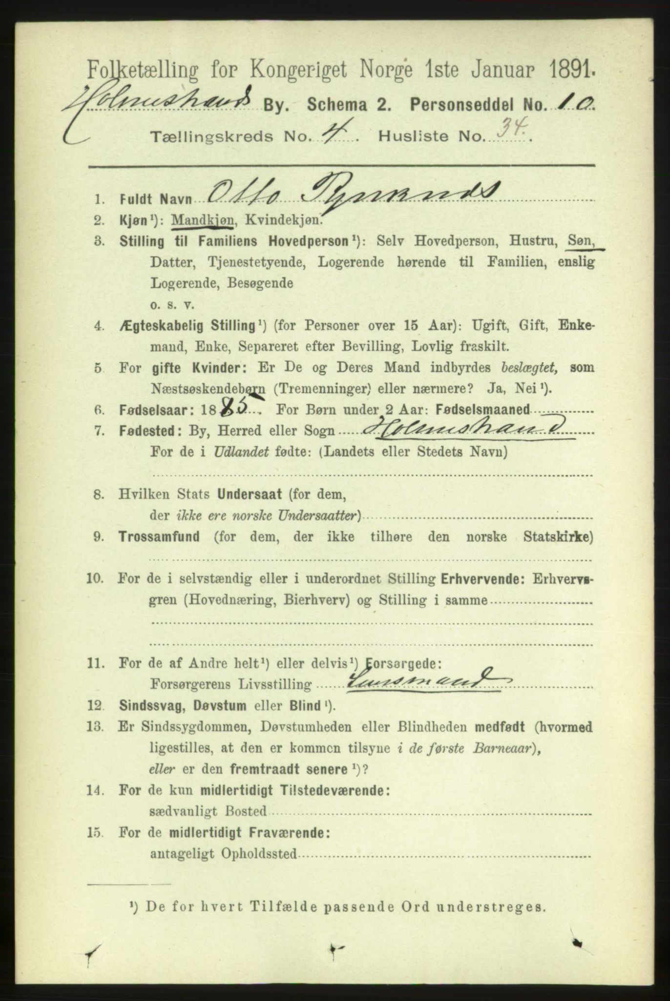 RA, 1891 census for 0702 Holmestrand, 1891, p. 2644