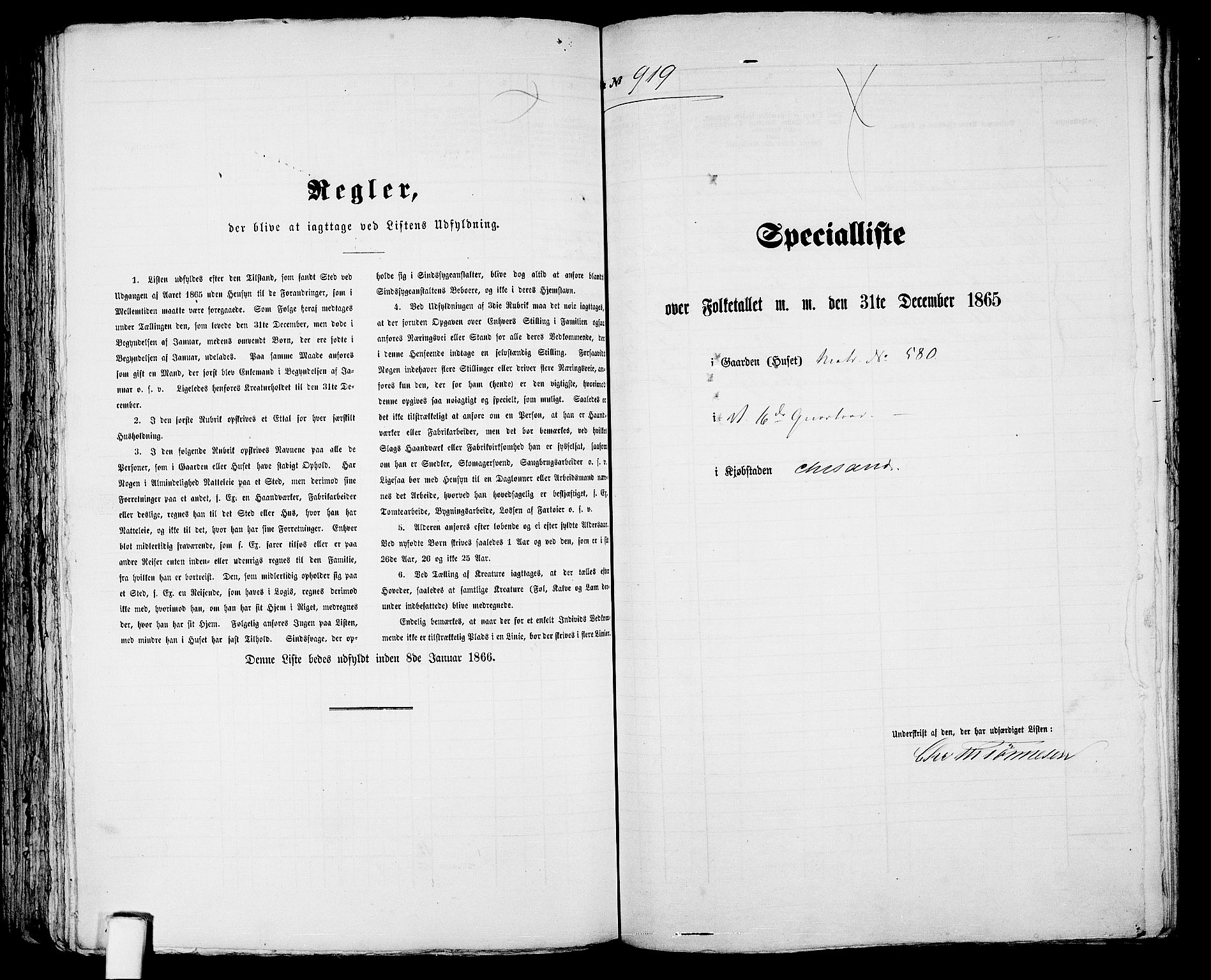 RA, 1865 census for Kristiansand, 1865, p. 1876