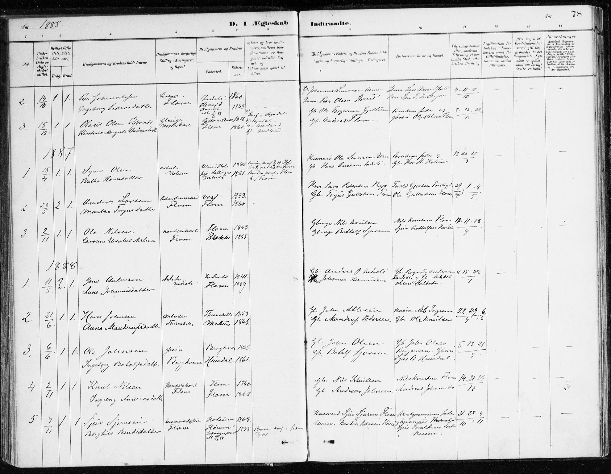 Aurland sokneprestembete, SAB/A-99937/H/Ha/Hac/L0001: Parish register (official) no. C 1, 1880-1921, p. 78