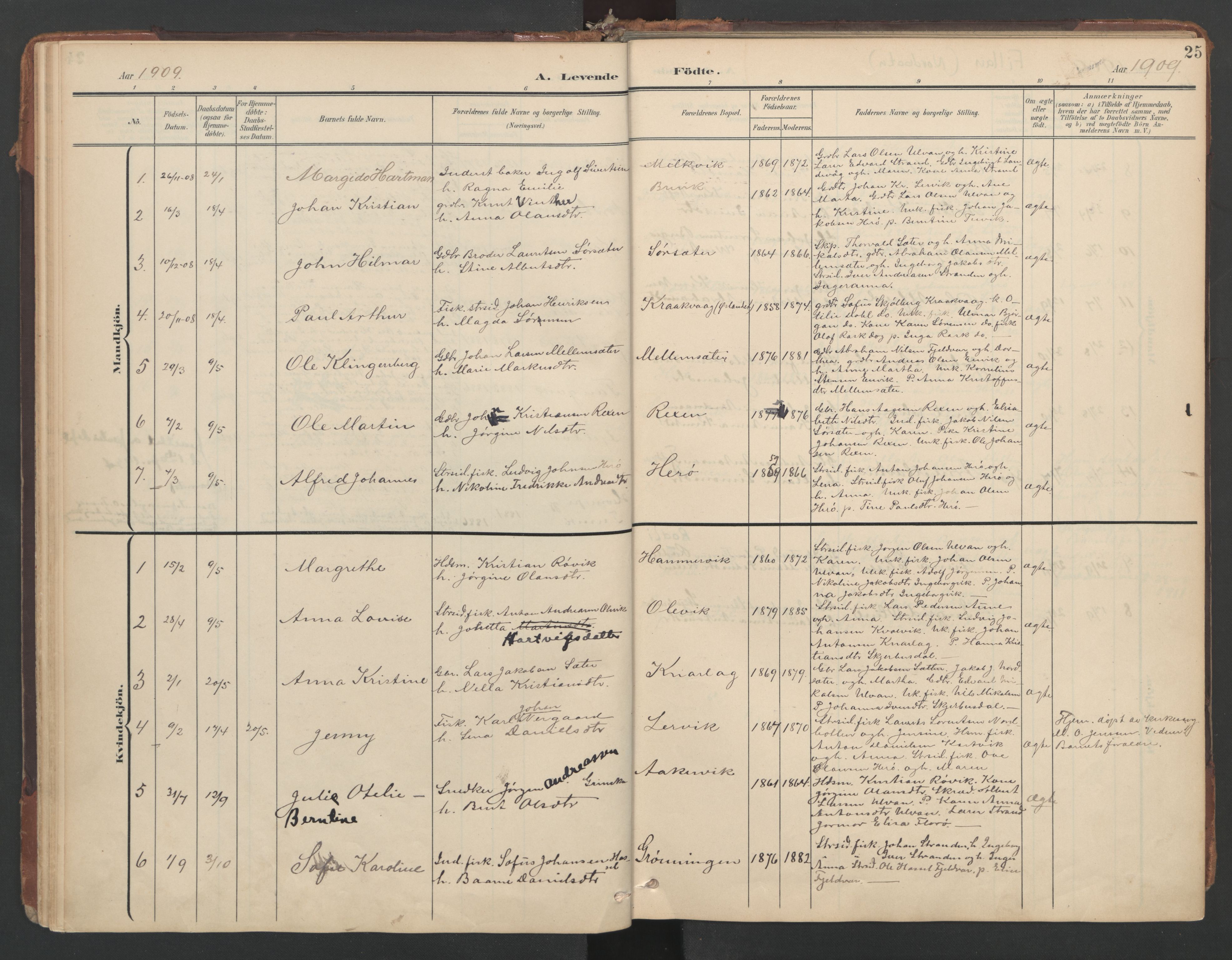 Ministerialprotokoller, klokkerbøker og fødselsregistre - Sør-Trøndelag, SAT/A-1456/638/L0568: Parish register (official) no. 638A01, 1901-1916, p. 25