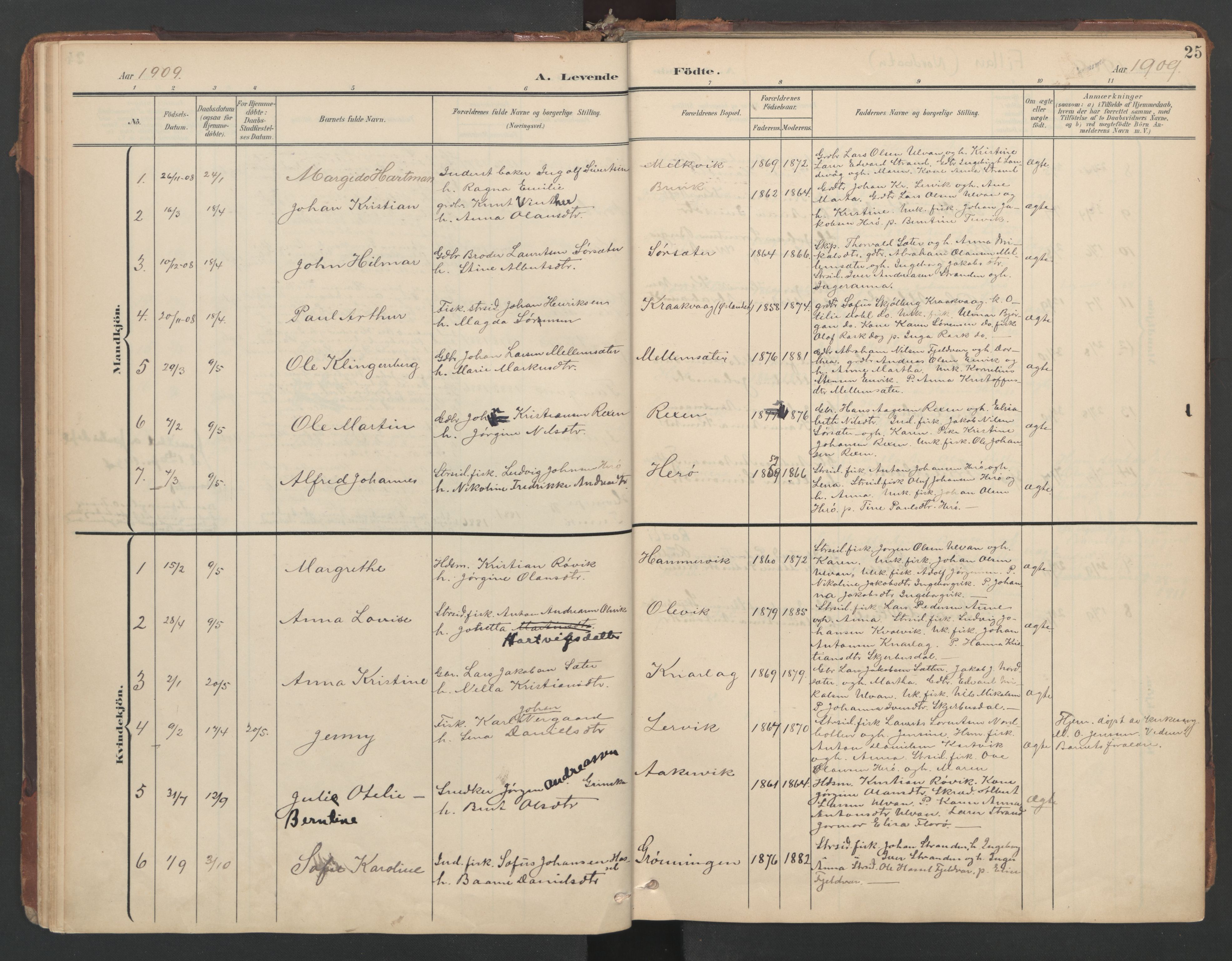 Ministerialprotokoller, klokkerbøker og fødselsregistre - Sør-Trøndelag, AV/SAT-A-1456/638/L0568: Parish register (official) no. 638A01, 1901-1916, p. 25