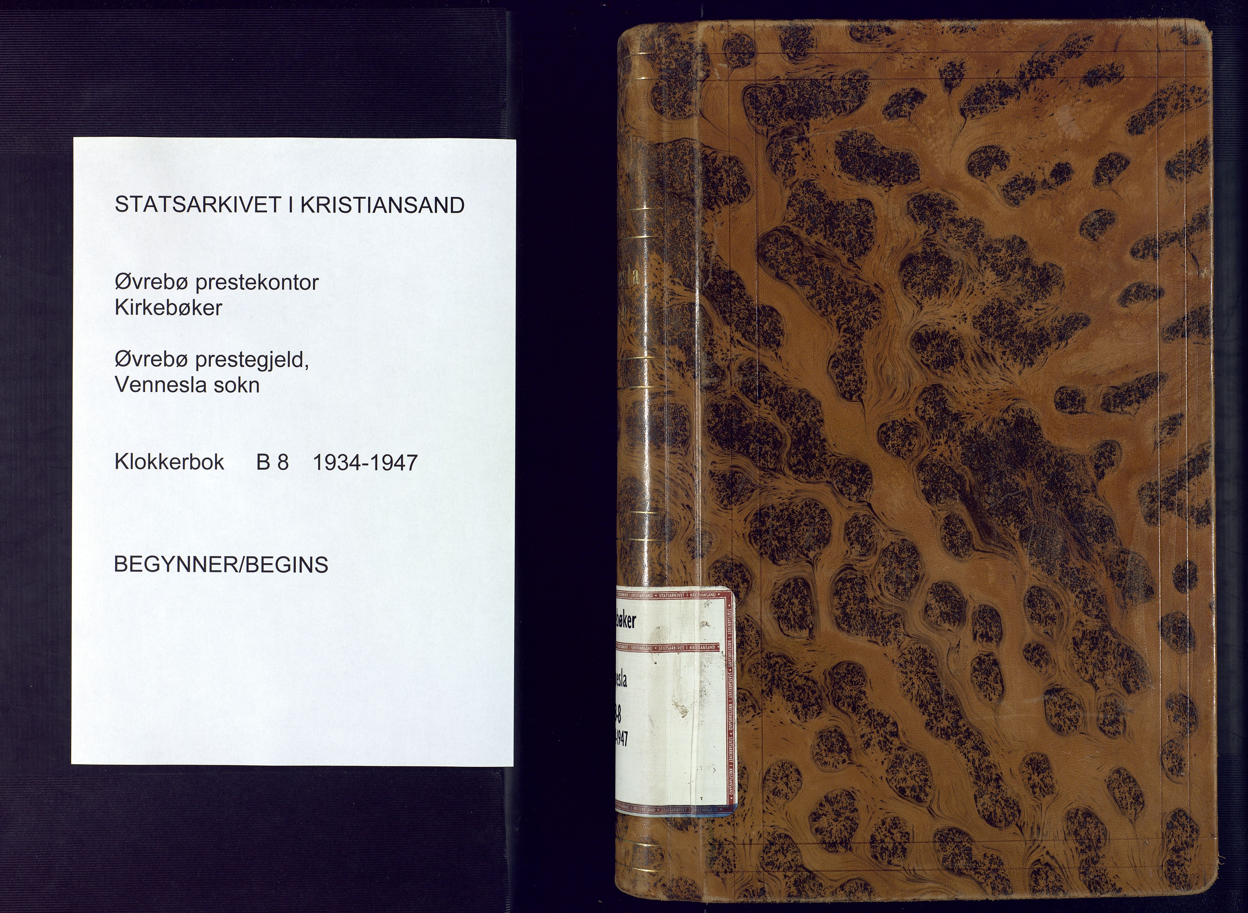 Vennesla sokneprestkontor, AV/SAK-1111-0045/Fb/Fbb/L0008: Parish register (copy) no. B 8, 1934-1947