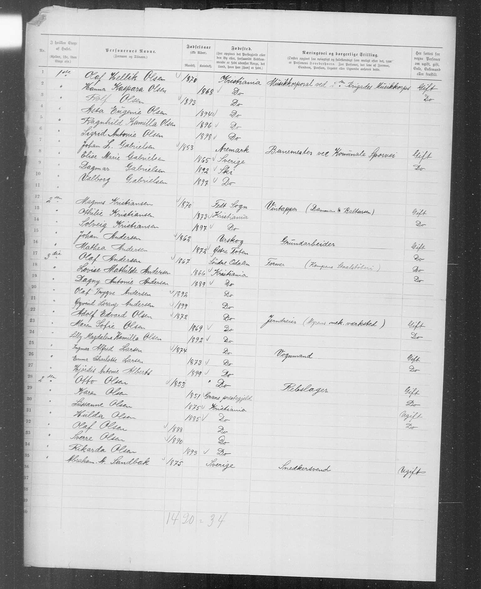 OBA, Municipal Census 1899 for Kristiania, 1899, p. 6479