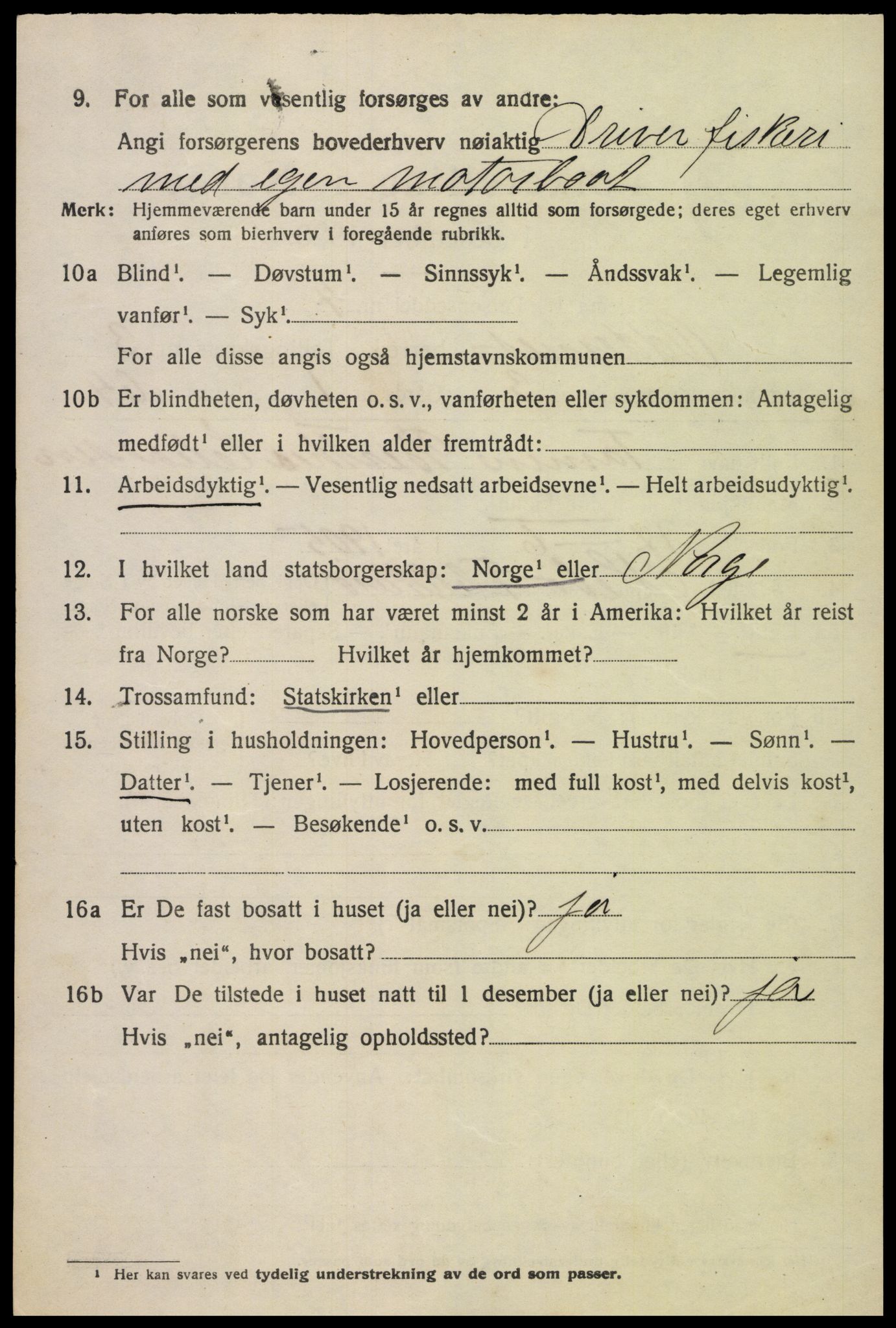 SAK, 1920 census for Oddernes, 1920, p. 3376
