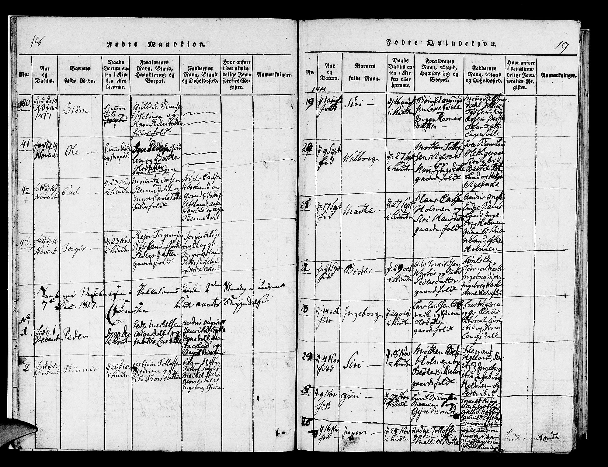 Helleland sokneprestkontor, AV/SAST-A-101810: Parish register (official) no. A 5, 1815-1834, p. 18-19