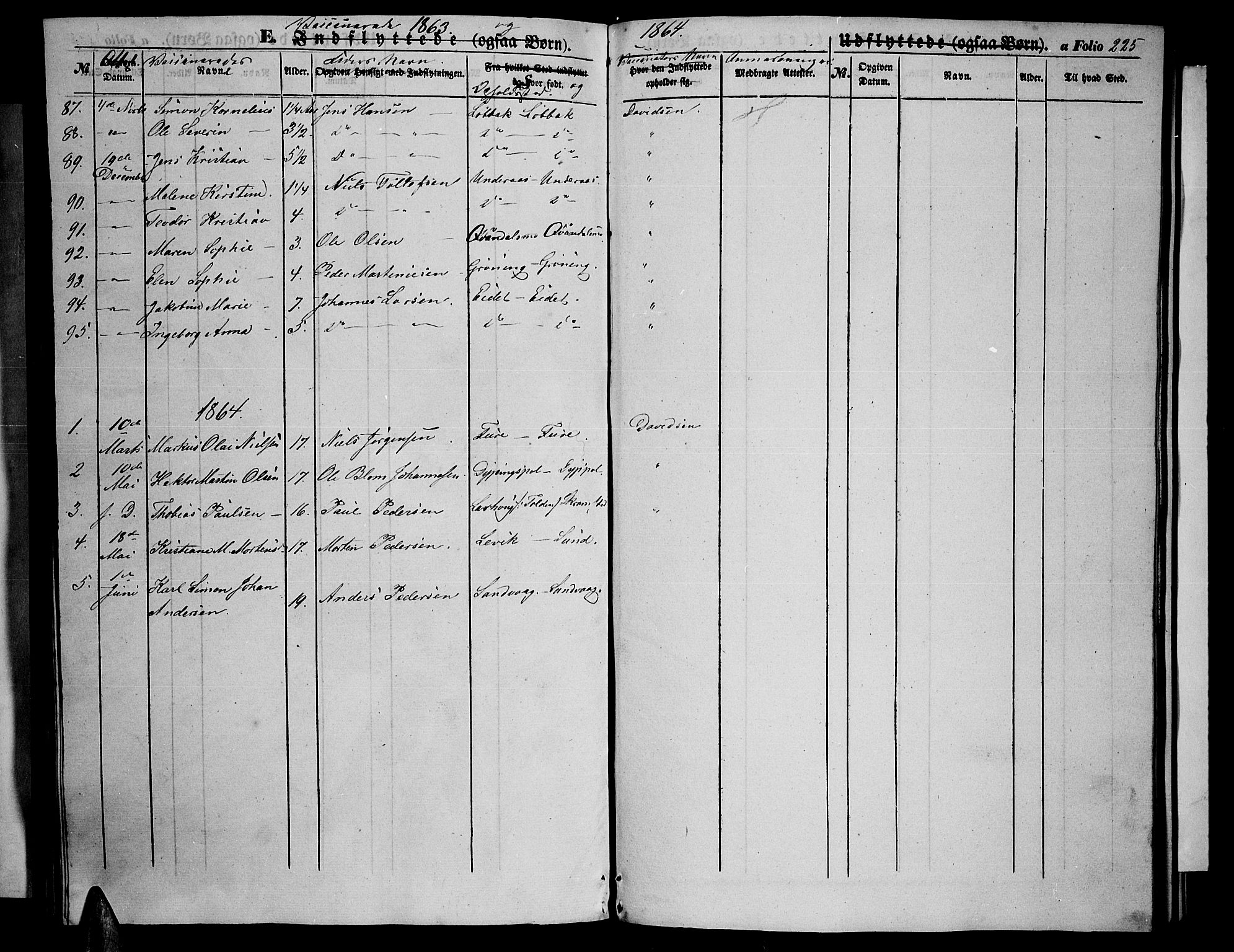 Ministerialprotokoller, klokkerbøker og fødselsregistre - Nordland, AV/SAT-A-1459/855/L0814: Parish register (copy) no. 855C03, 1851-1864, p. 225