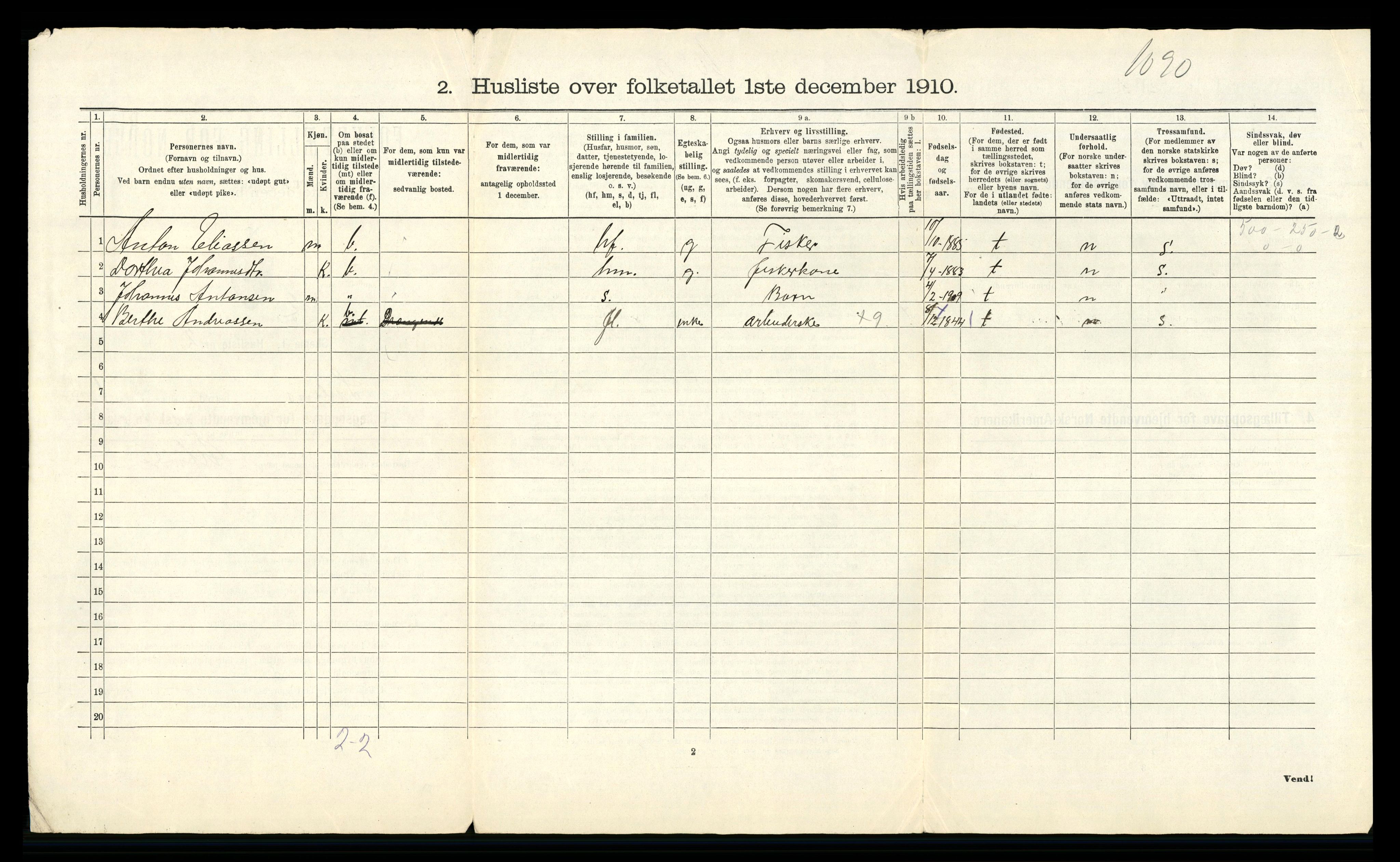 RA, 1910 census for Solund, 1910, p. 32