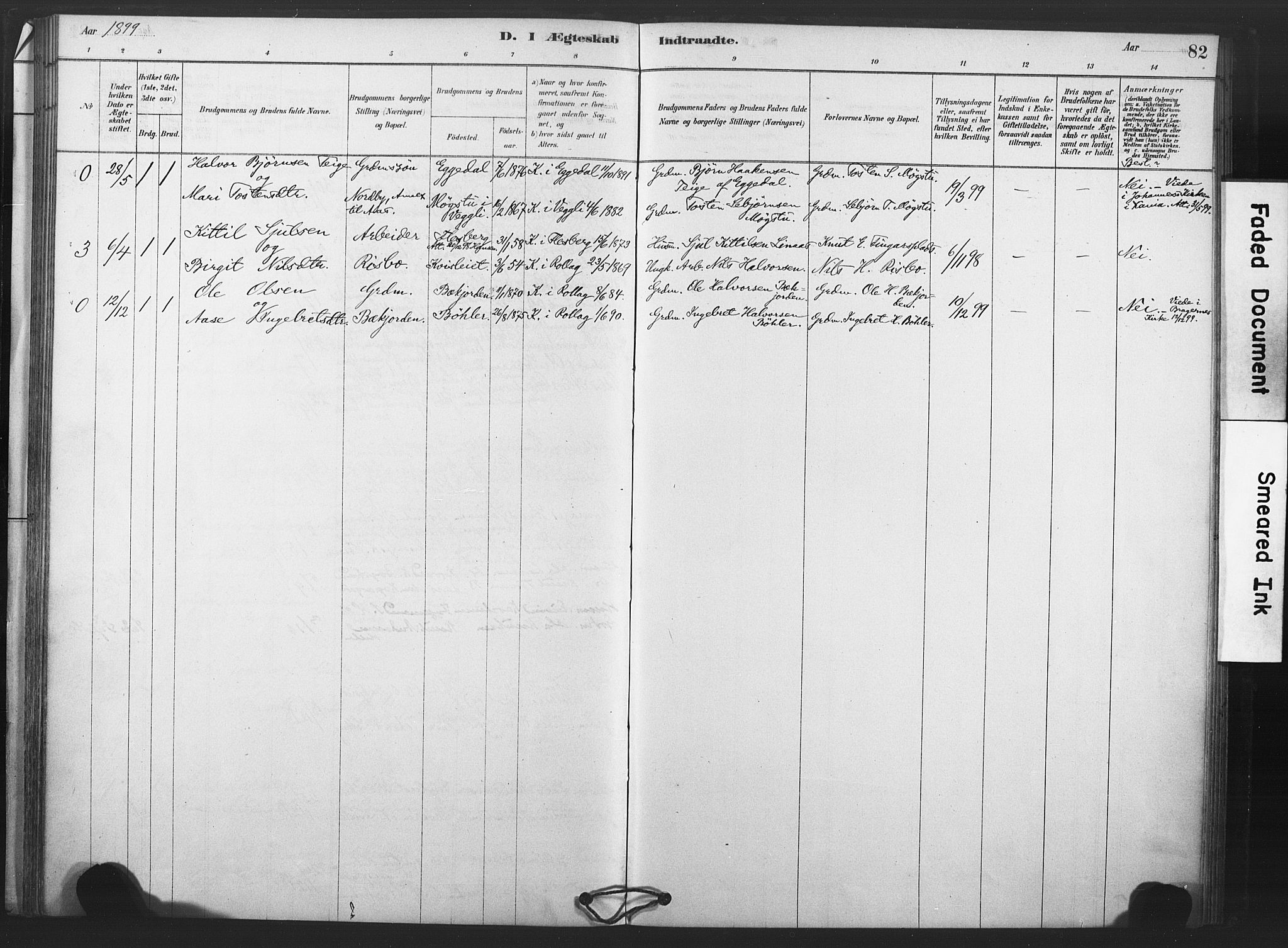 Rollag kirkebøker, AV/SAKO-A-240/F/Fb/L0001: Parish register (official) no. II 1, 1878-1899, p. 82