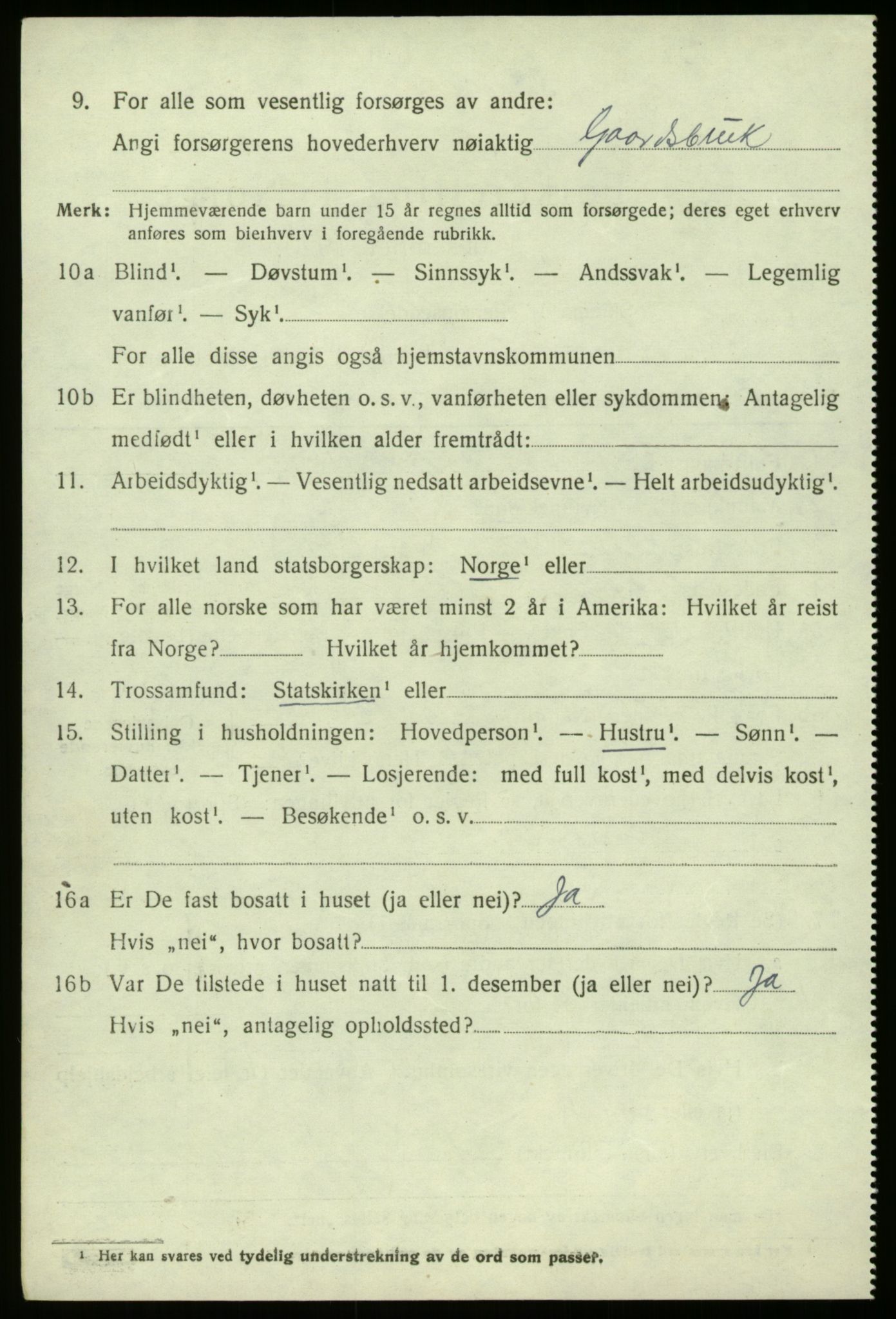 SAB, 1920 census for Balestrand, 1920, p. 2861
