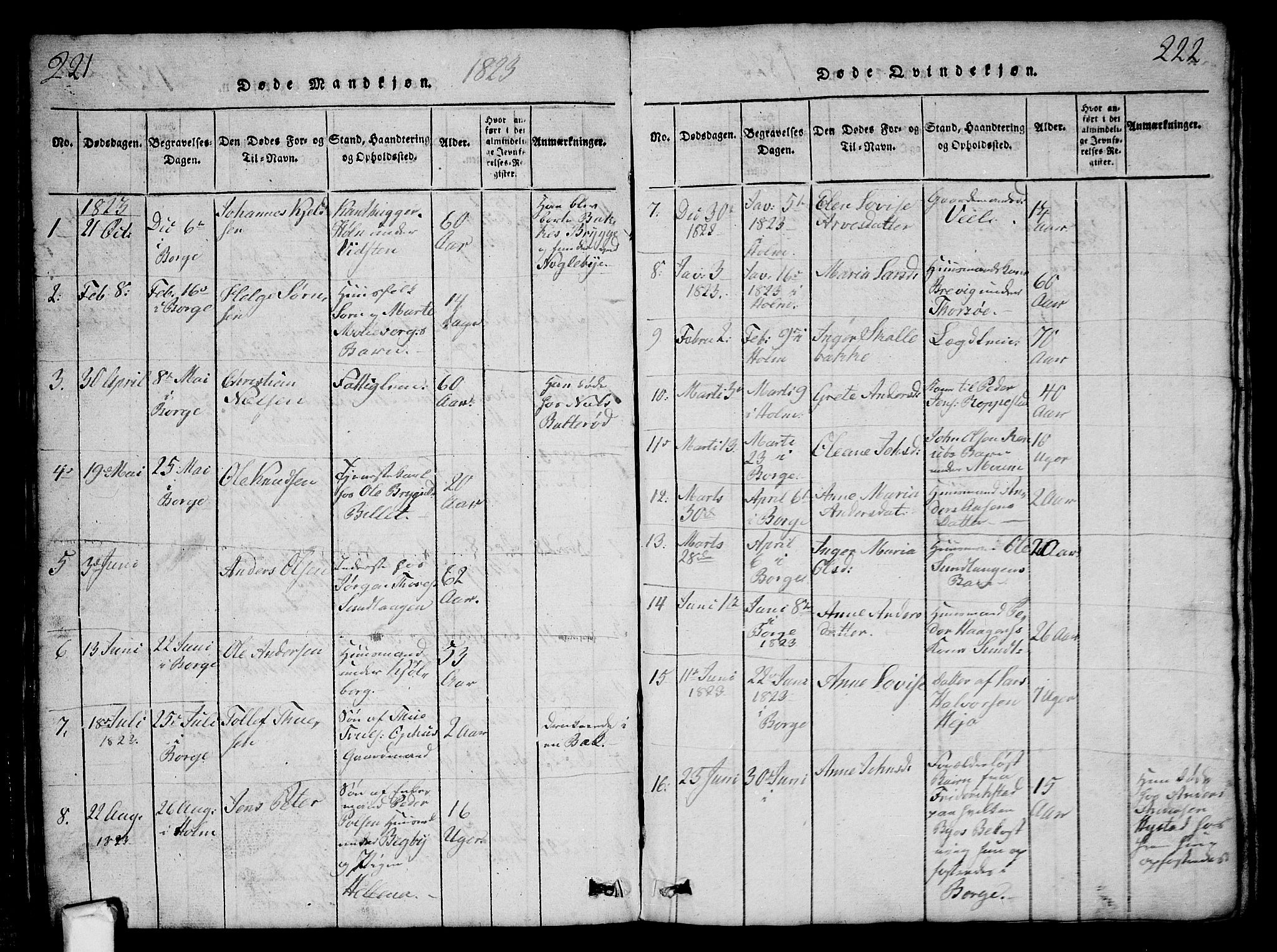 Borge prestekontor Kirkebøker, AV/SAO-A-10903/G/Ga/L0001: Parish register (copy) no.  I 1, 1815-1835, p. 221-222