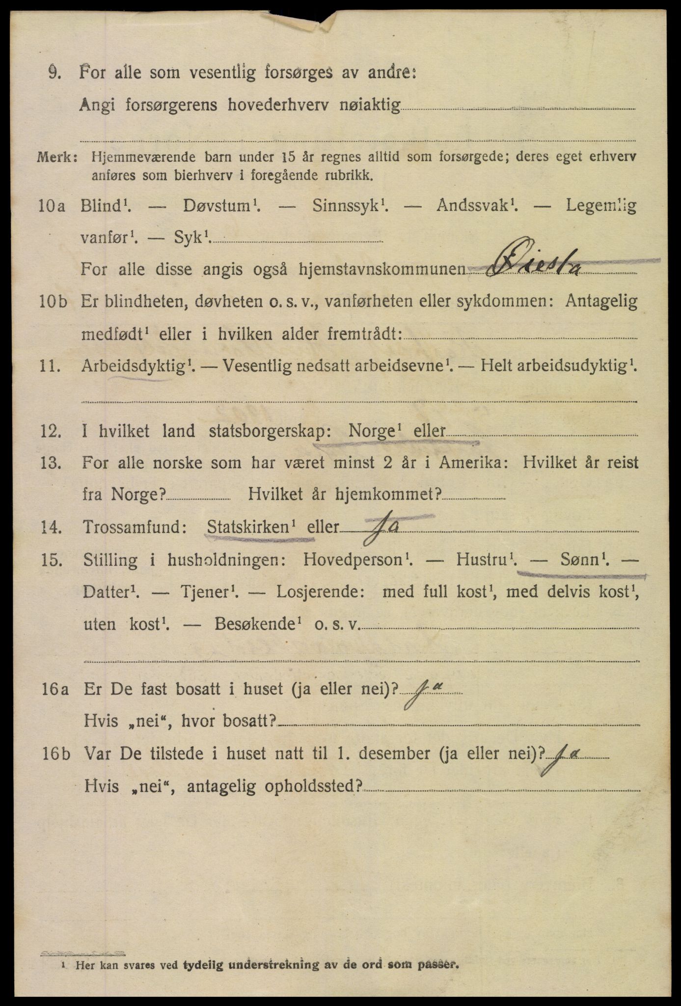 SAK, 1920 census for Øyestad, 1920, p. 9233