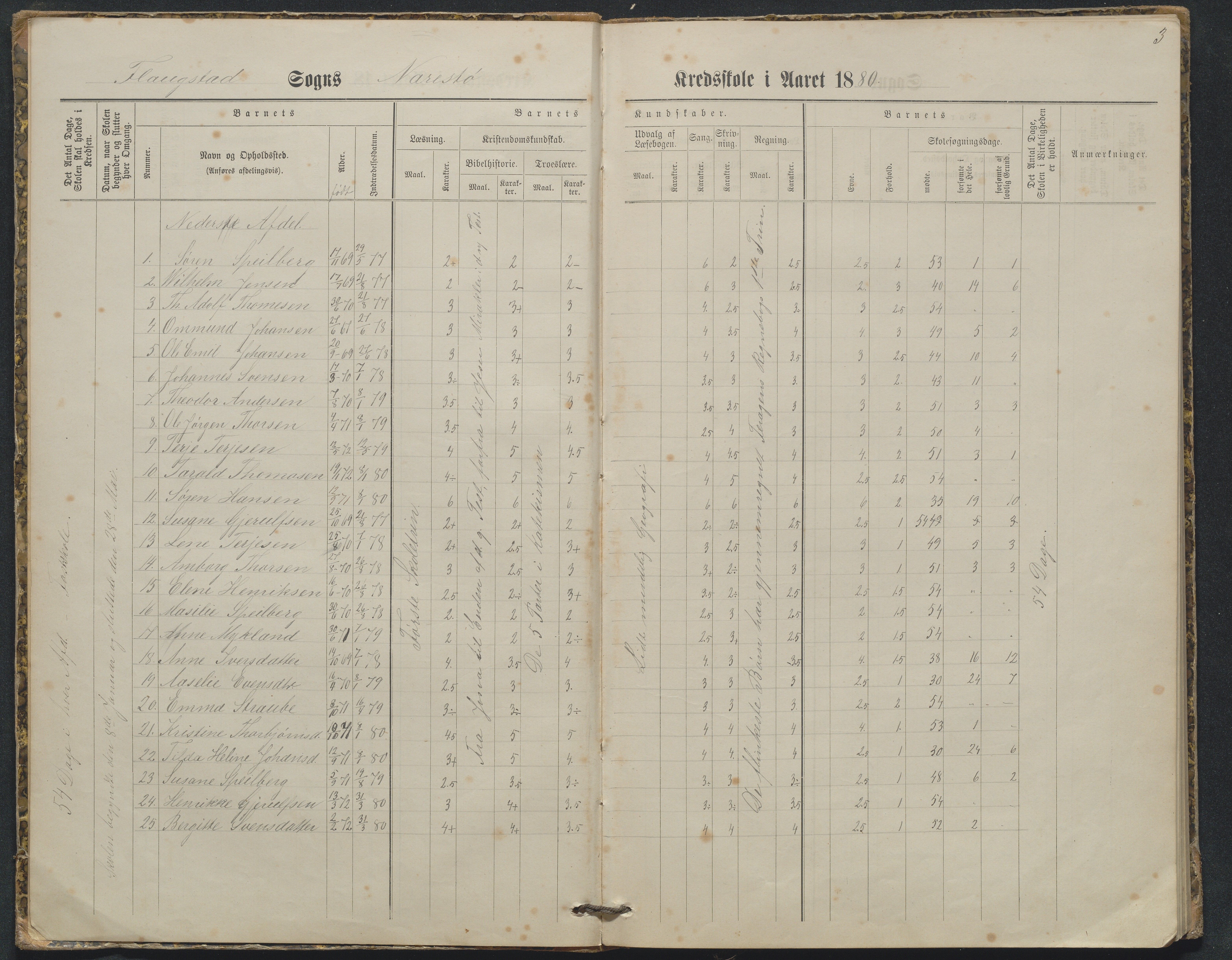 Flosta kommune, Narestø skole, AAKS/KA0916-550c/F2/L0003: Skoleprotokoll, 1880-1927, p. 3