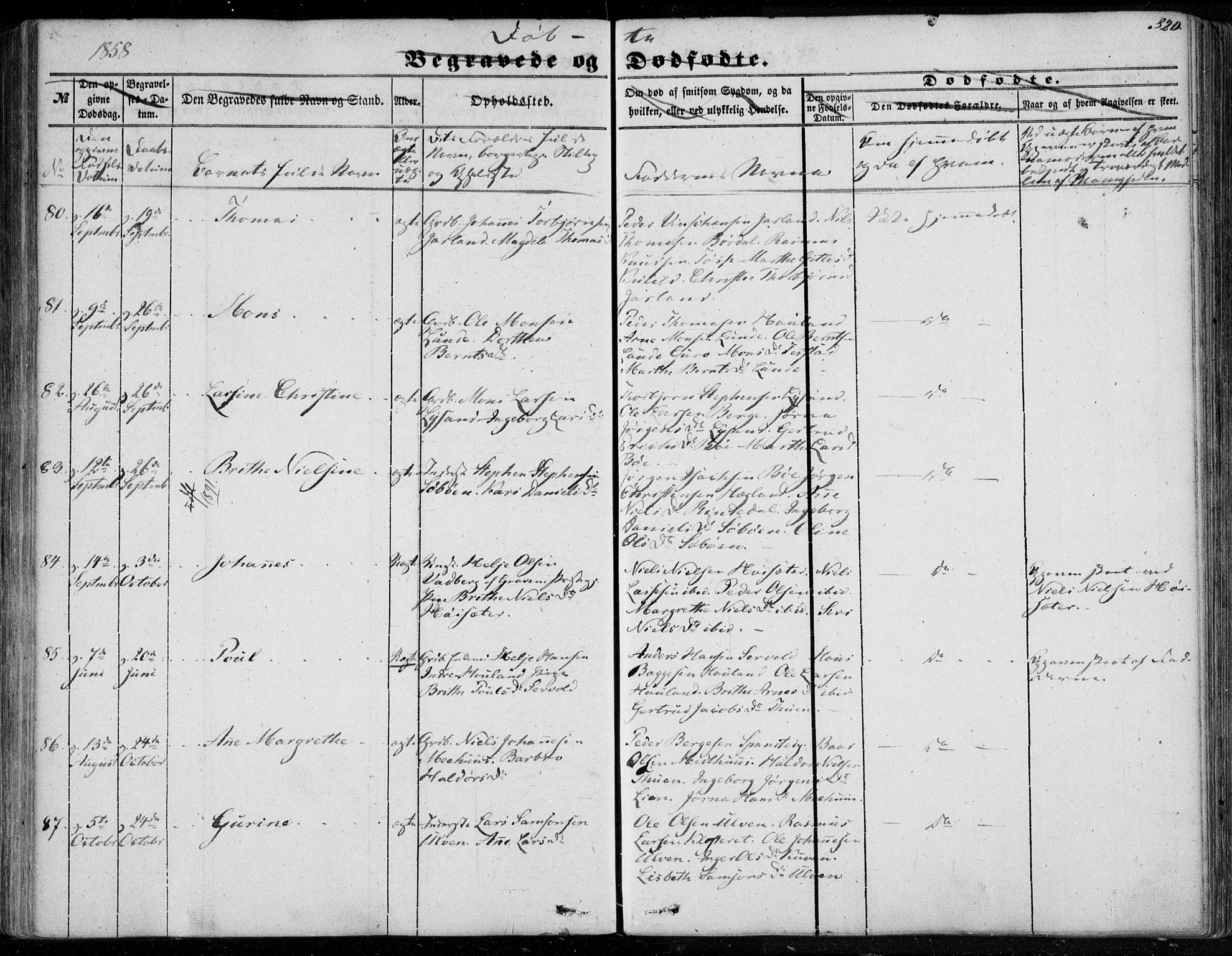 Os sokneprestembete, SAB/A-99929: Parish register (official) no. A 16, 1851-1859, p. 320