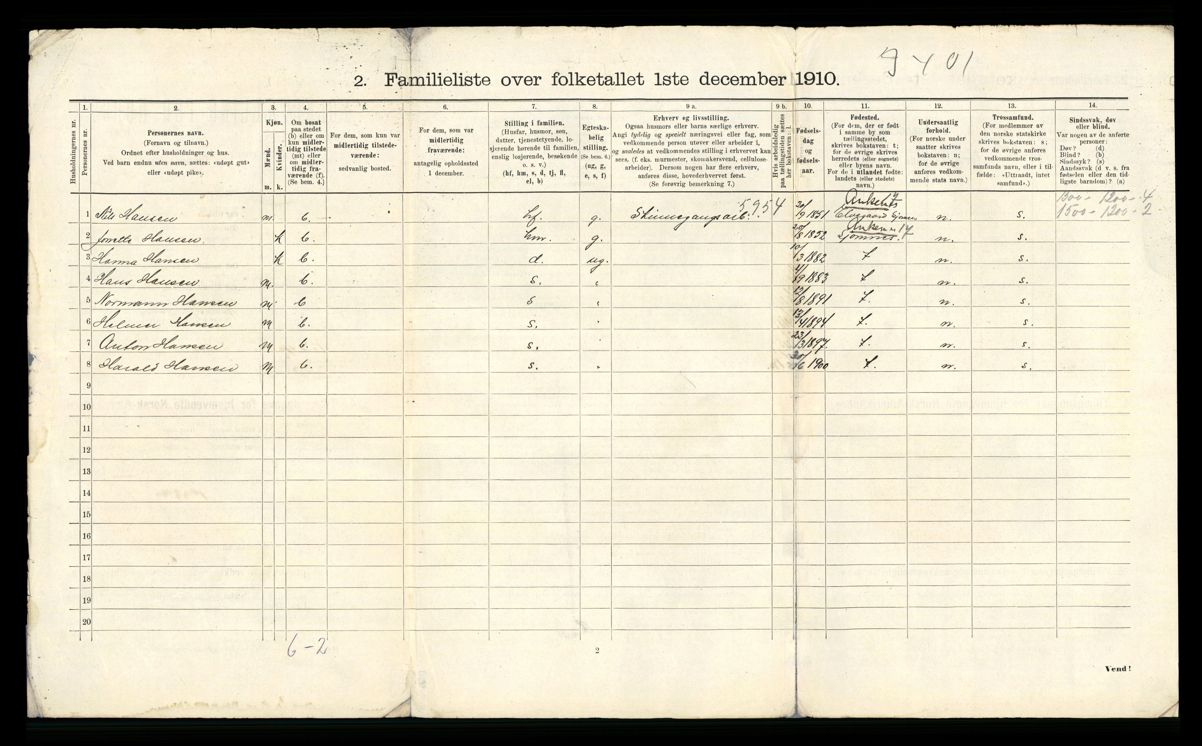 RA, 1910 census for Narvik, 1910, p. 30