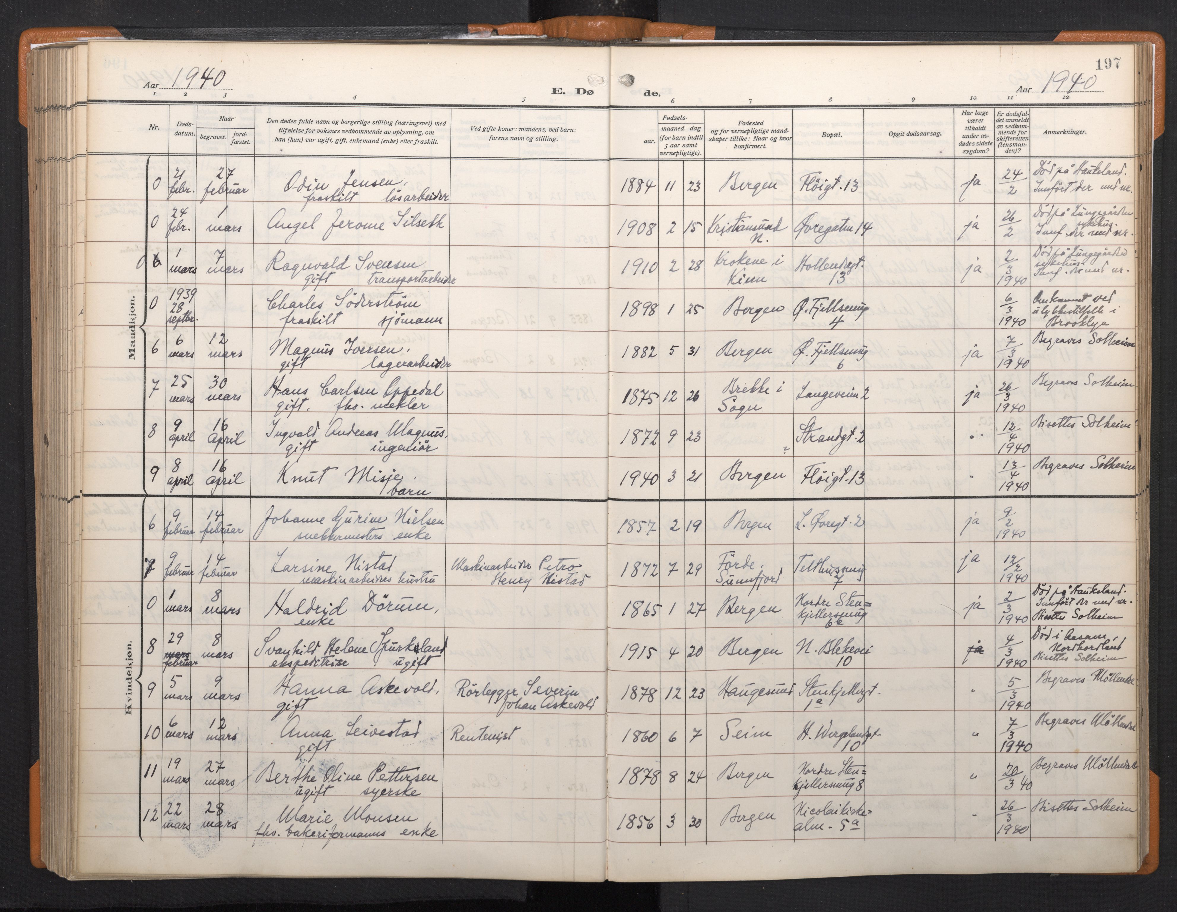 Korskirken sokneprestembete, SAB/A-76101/H/Haa/L0048: Parish register (official) no. E 6, 1910-1960, p. 196b-197a