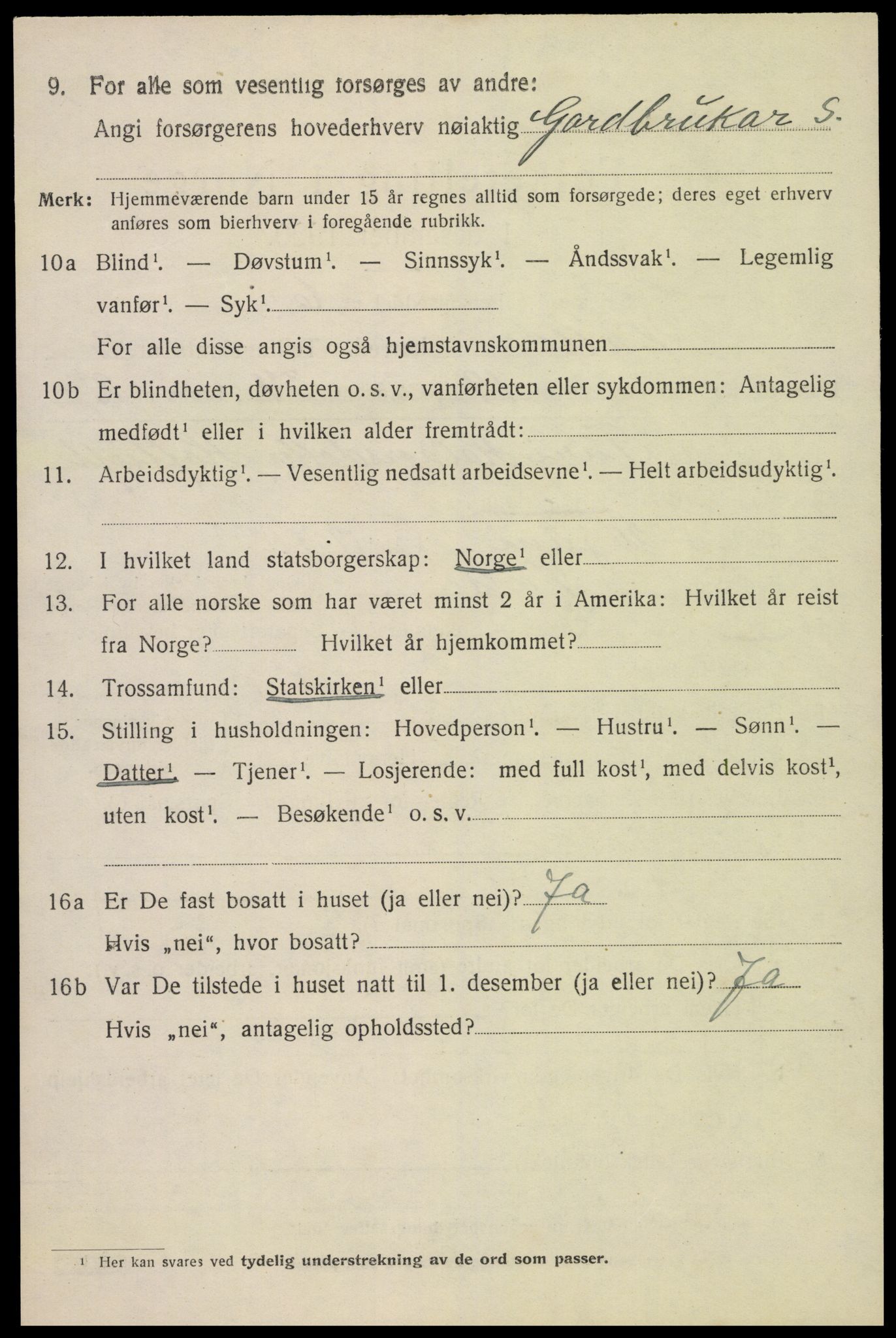 SAK, 1920 census for Valle, 1920, p. 1764