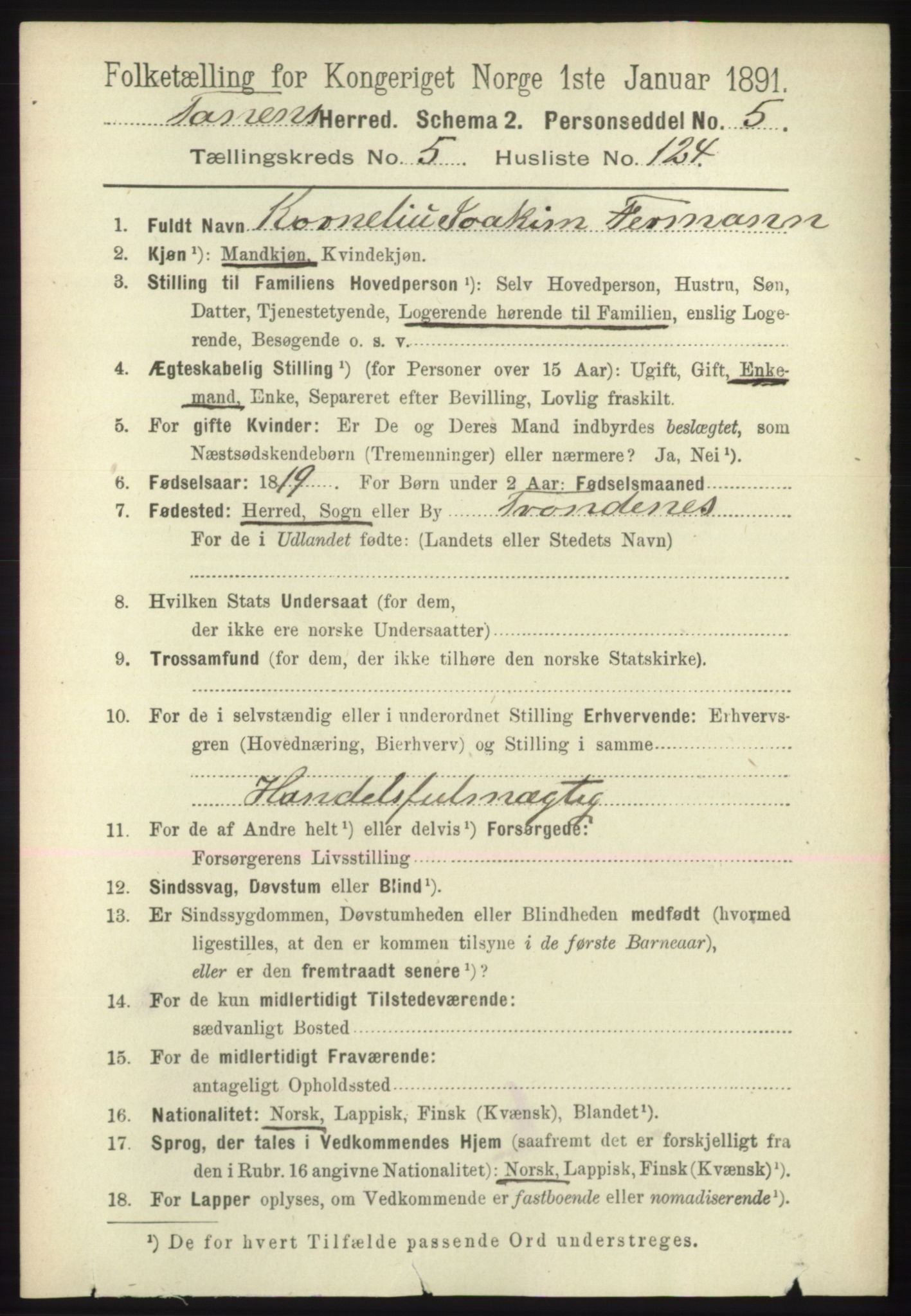 RA, 1891 census for 2025 Tana, 1891, p. 2745