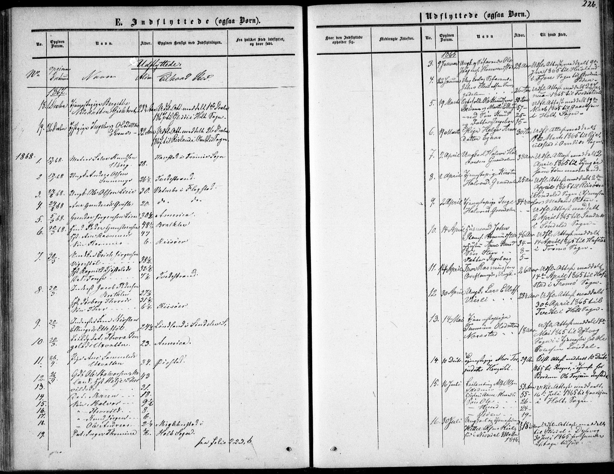 Gjerstad sokneprestkontor, AV/SAK-1111-0014/F/Fa/Fab/L0003: Parish register (official) no. A 3, 1853-1878, p. 226