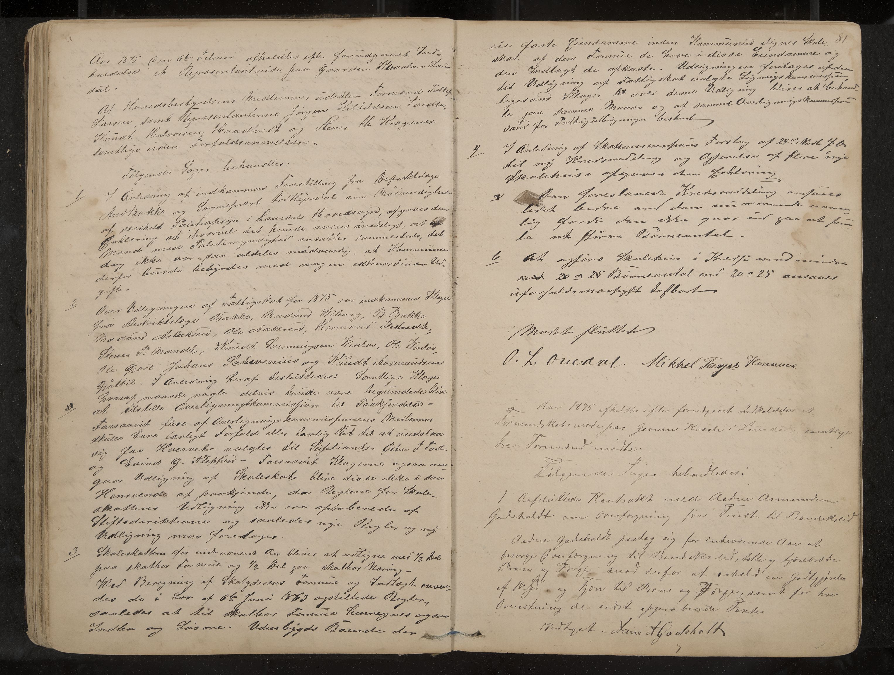 Lårdal formannskap og sentraladministrasjon, IKAK/0833021/A/L0002: Møtebok, 1865-1893, p. 81