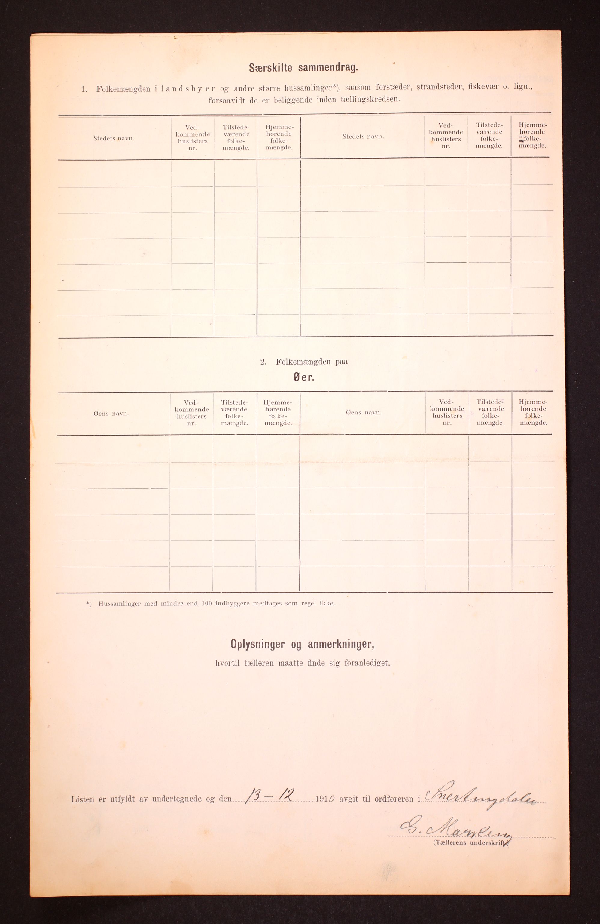 RA, 1910 census for Snertingdal, 1910, p. 6