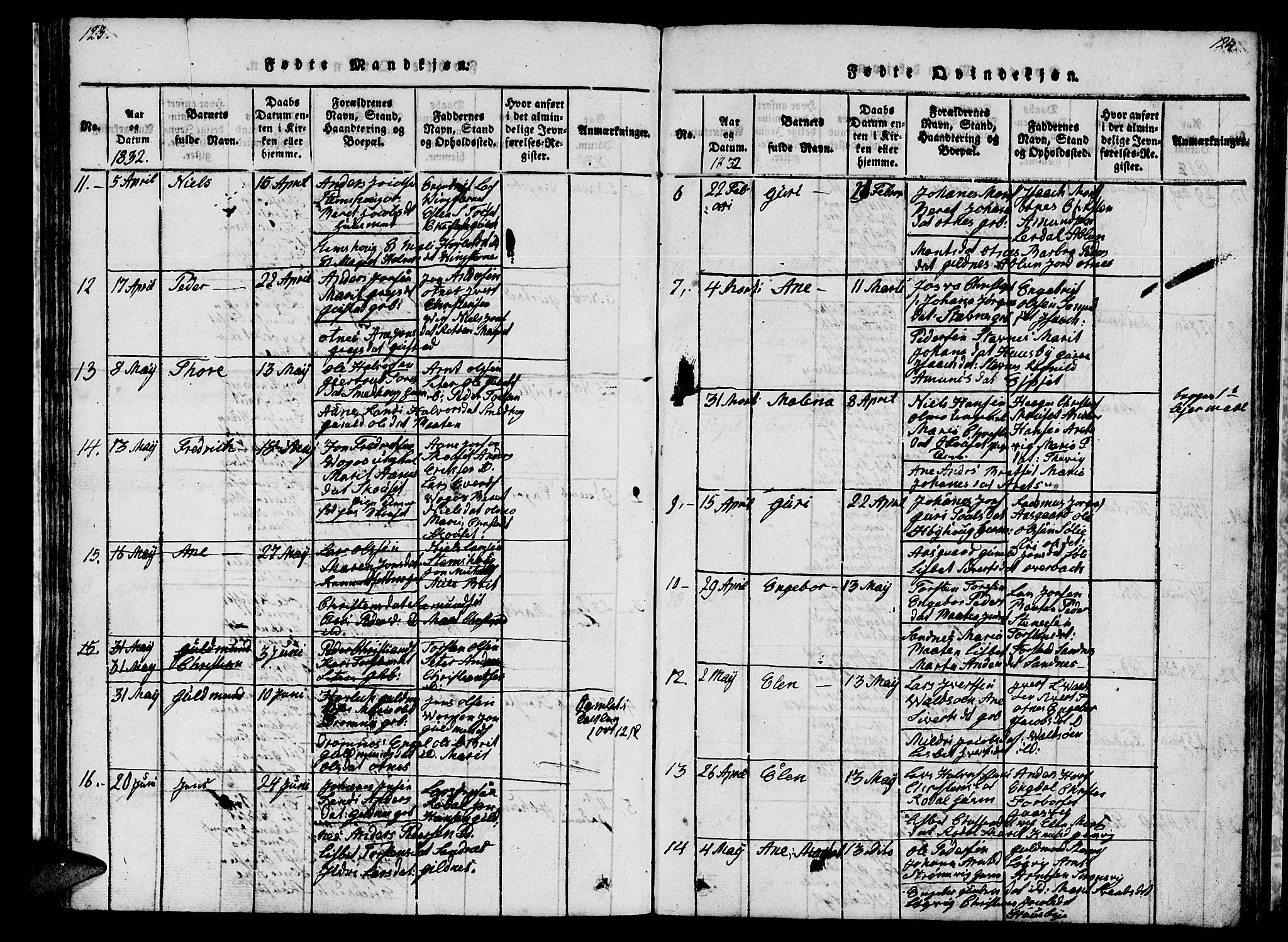 Ministerialprotokoller, klokkerbøker og fødselsregistre - Møre og Romsdal, AV/SAT-A-1454/578/L0908: Parish register (copy) no. 578C01, 1819-1837, p. 123-124