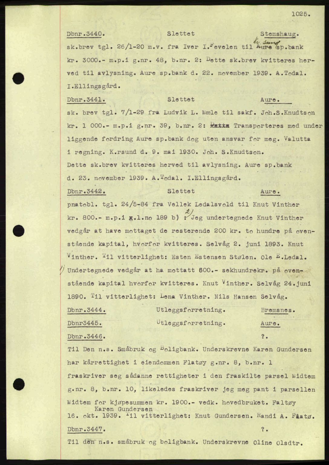 Nordmøre sorenskriveri, AV/SAT-A-4132/1/2/2Ca: Mortgage book no. C80, 1936-1939, Diary no: : 3440/1939