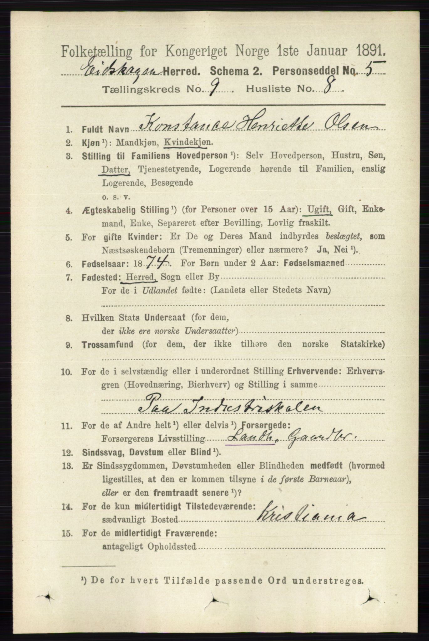 RA, 1891 census for 0420 Eidskog, 1891, p. 5441