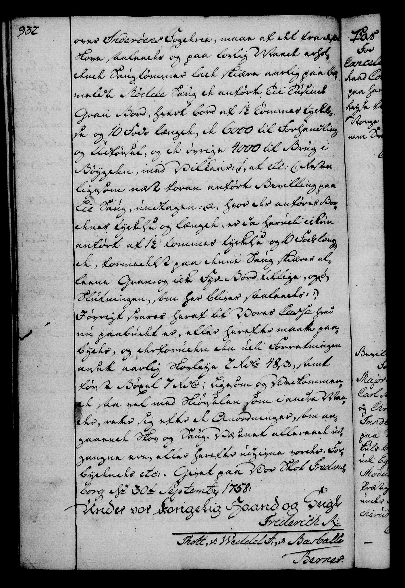 Rentekammeret, Kammerkanselliet, RA/EA-3111/G/Gg/Gga/L0006: Norsk ekspedisjonsprotokoll med register (merket RK 53.6), 1749-1759, p. 932