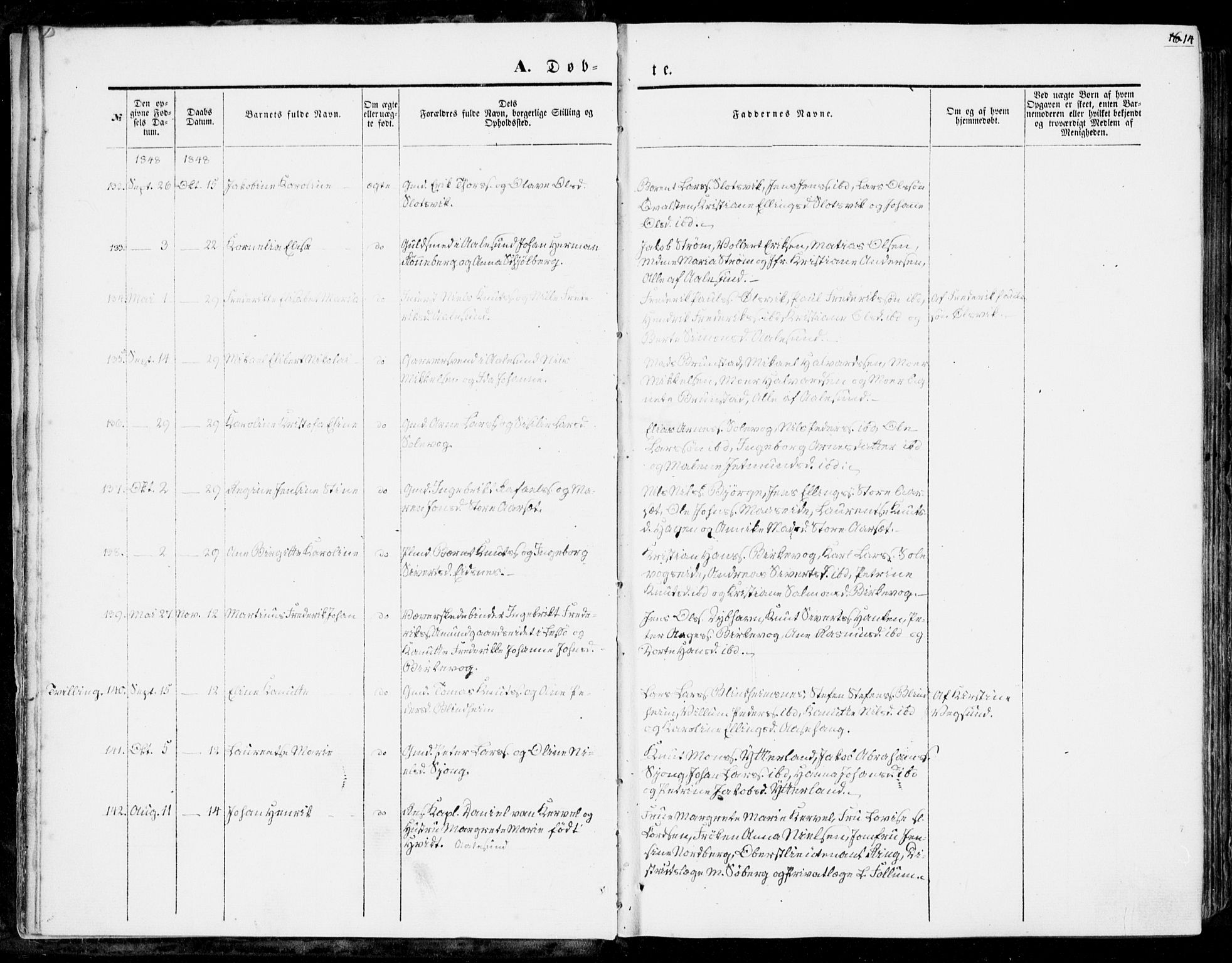 Ministerialprotokoller, klokkerbøker og fødselsregistre - Møre og Romsdal, AV/SAT-A-1454/528/L0397: Parish register (official) no. 528A08, 1848-1858, p. 14