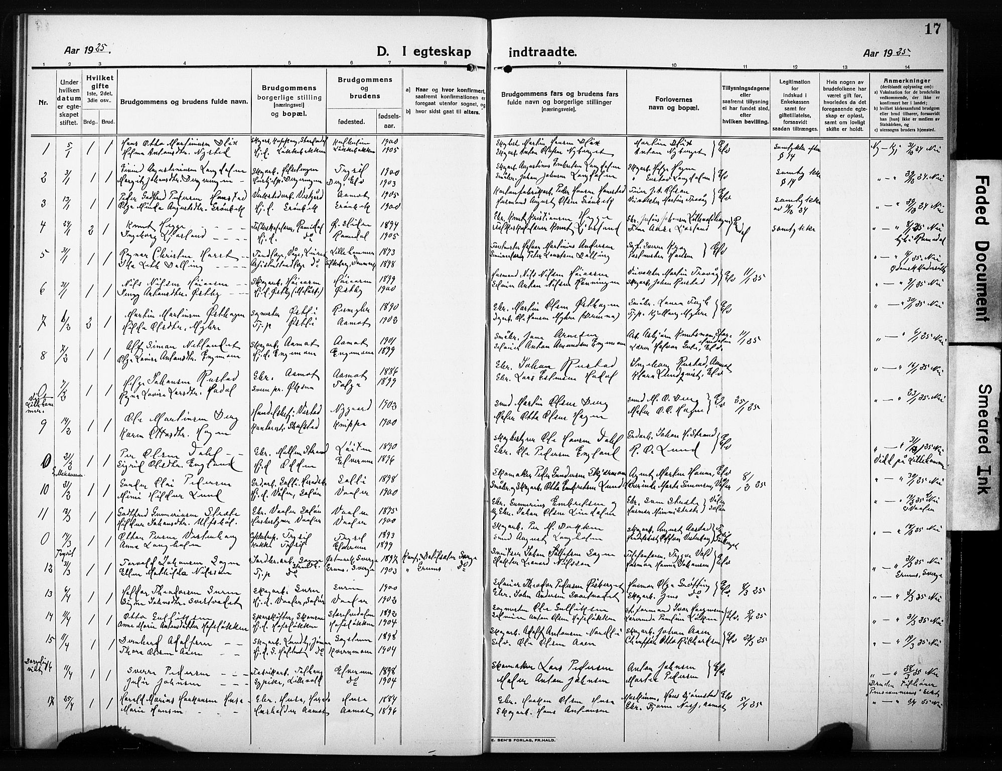 Elverum prestekontor, AV/SAH-PREST-044/H/Ha/Hab/L0014: Parish register (copy) no. 14, 1922-1933, p. 17