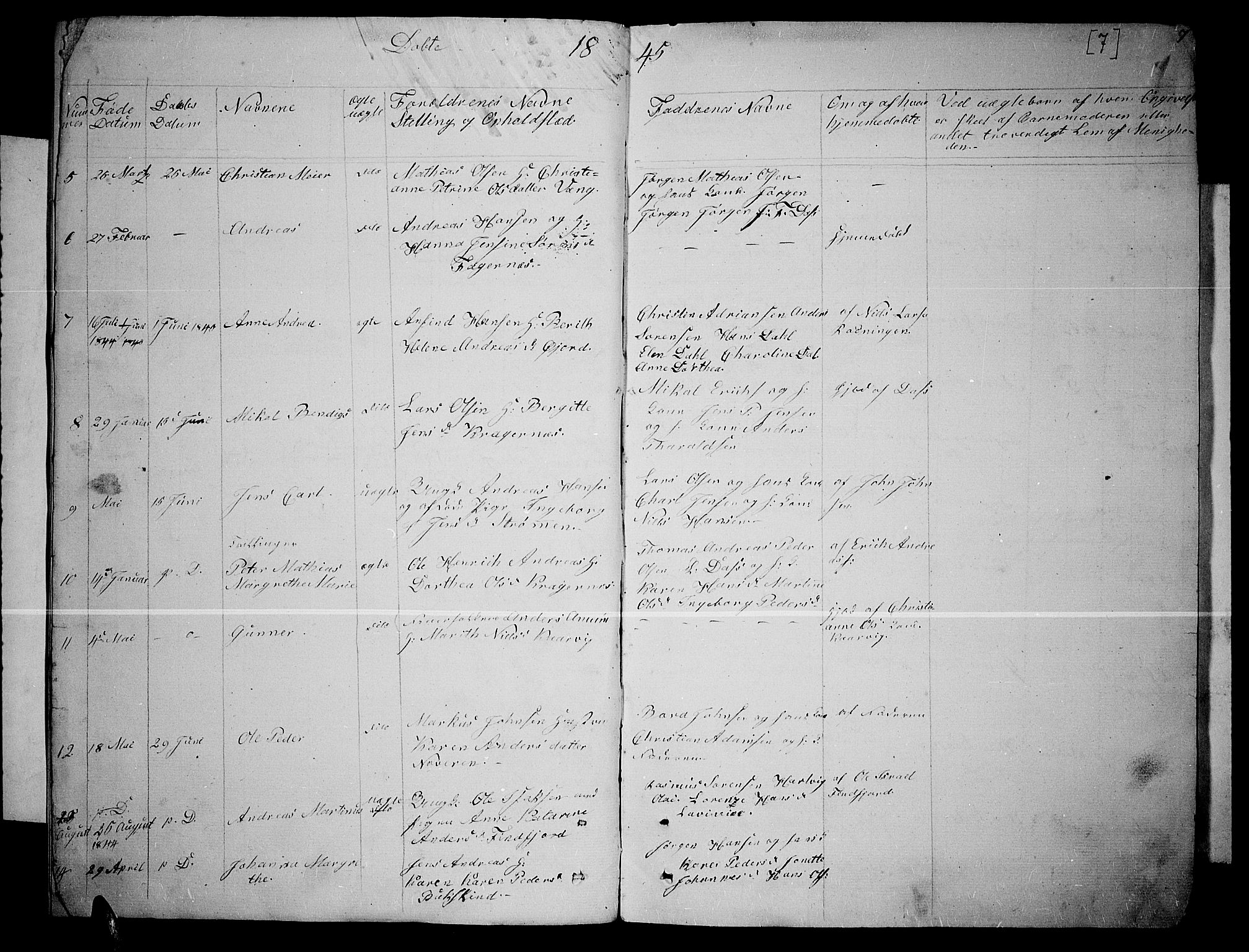 Lenvik sokneprestembete, SATØ/S-1310/H/Ha/Hab/L0003klokker: Parish register (copy) no. 3, 1844-1858, p. 7