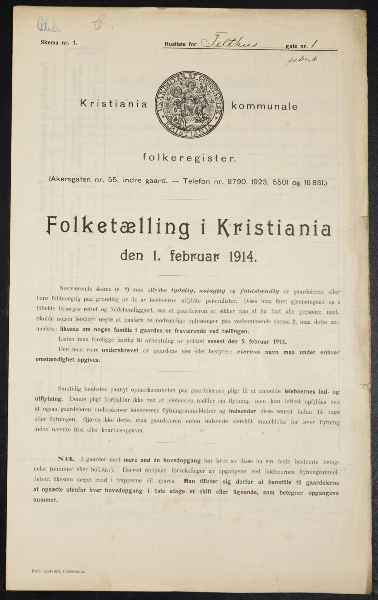 OBA, Municipal Census 1914 for Kristiania, 1914, p. 108420