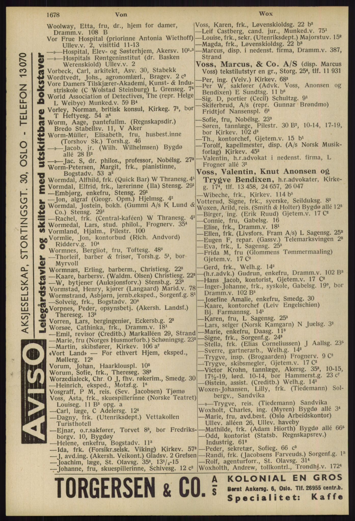 Kristiania/Oslo adressebok, PUBL/-, 1939, p. 1678