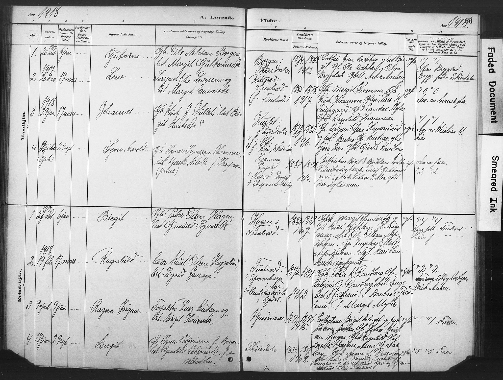 Nore kirkebøker, SAKO/A-238/F/Fd/L0001: Parish register (official) no. IV 1, 1878-1918, p. 56