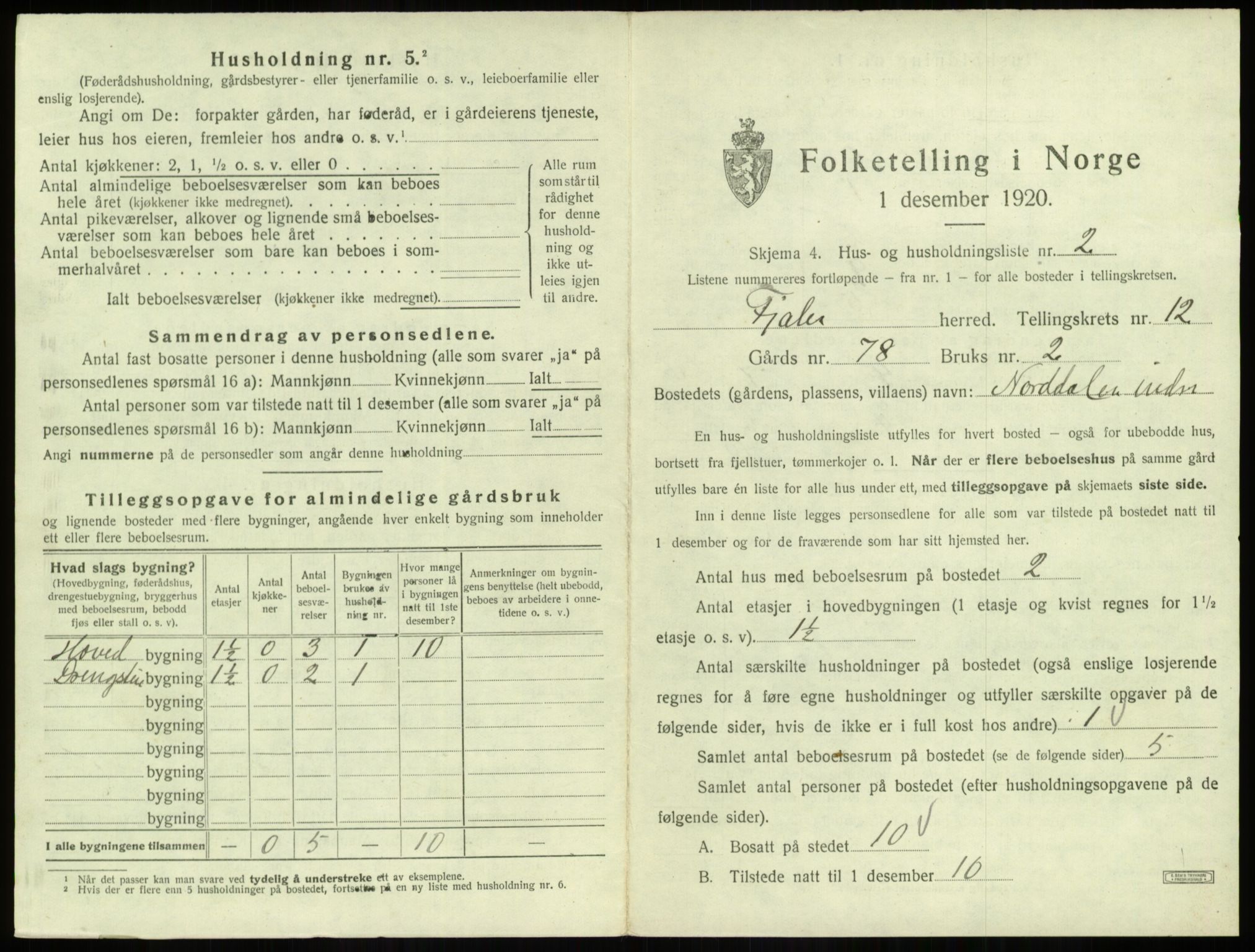 SAB, 1920 census for Fjaler, 1920, p. 1007