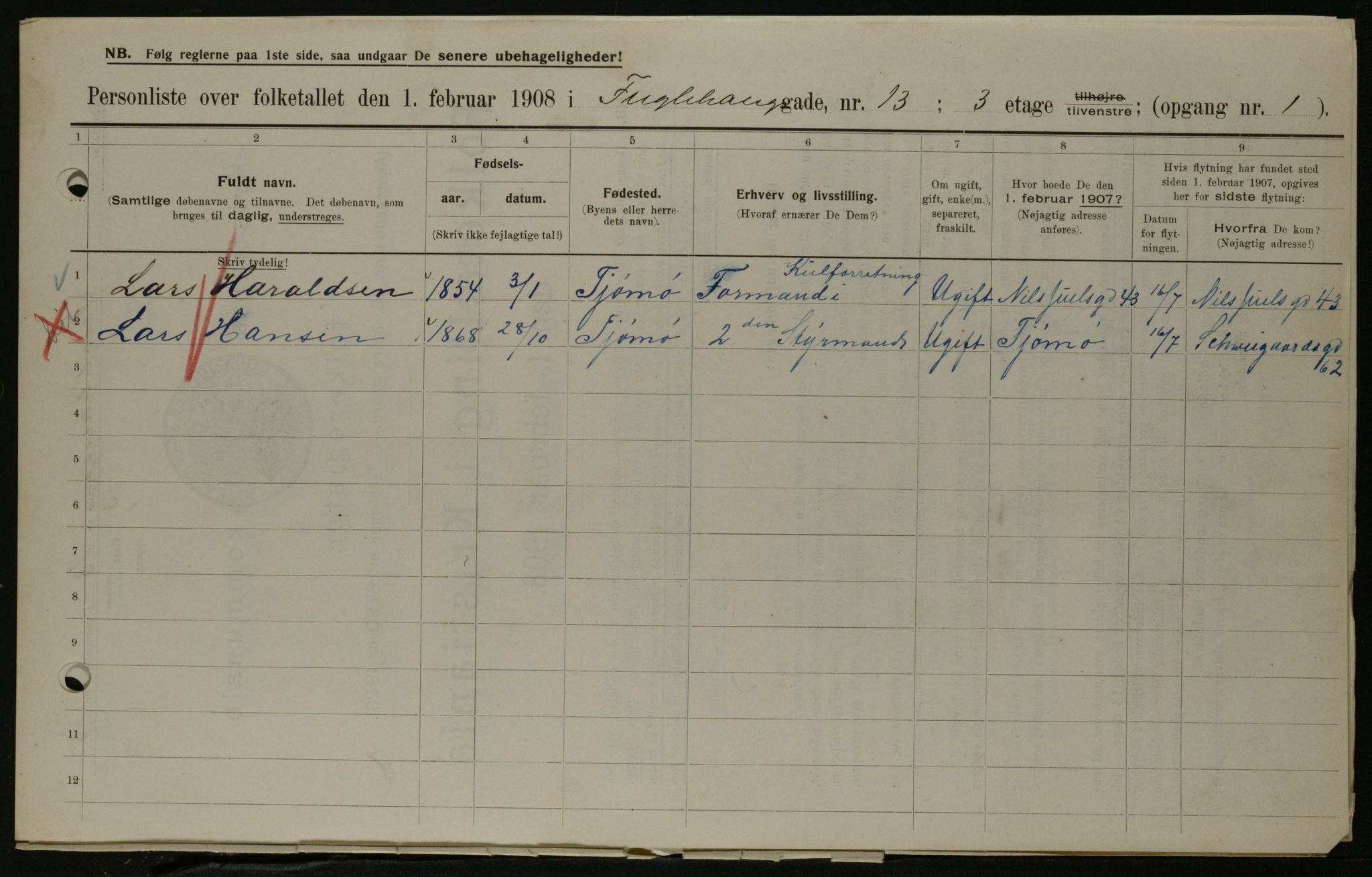 OBA, Municipal Census 1908 for Kristiania, 1908, p. 25692