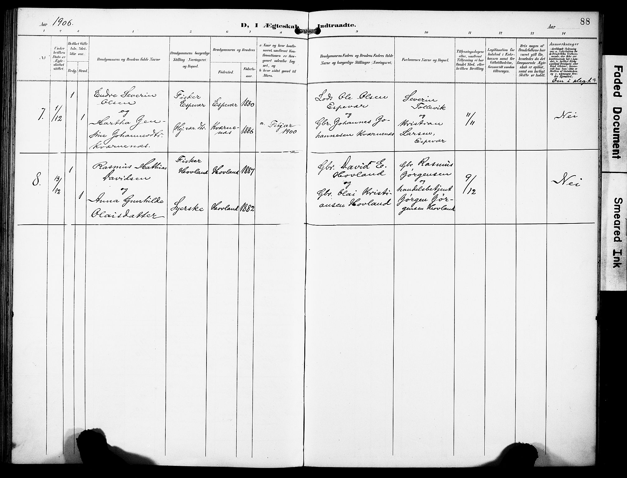 Finnås sokneprestembete, SAB/A-99925/H/Ha/Haa/Haad/L0002: Parish register (official) no. D 2, 1895-1906, p. 88