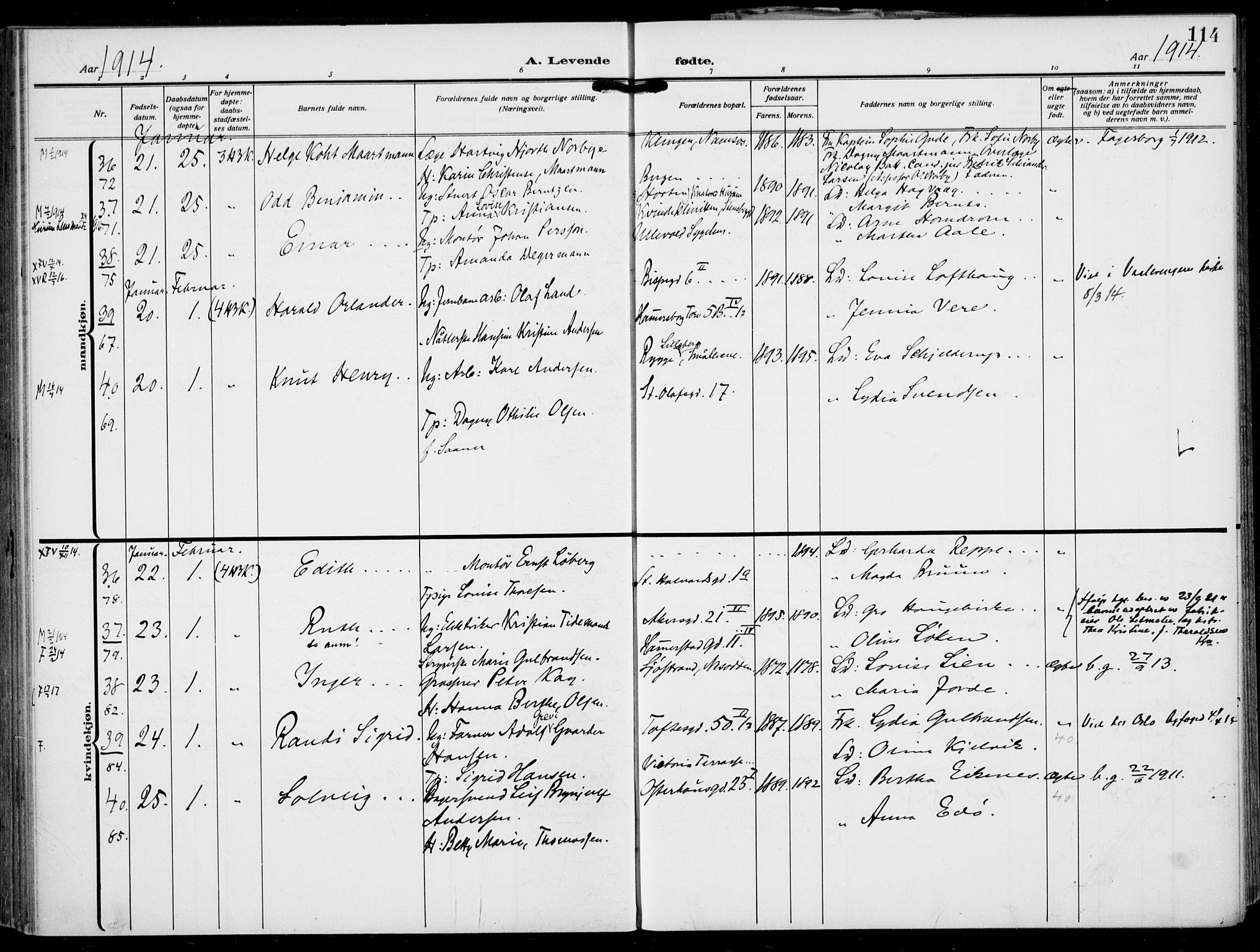 Rikshospitalet prestekontor Kirkebøker, SAO/A-10309b/F/L0015: Parish register (official) no. 15, 1913-1915, p. 115