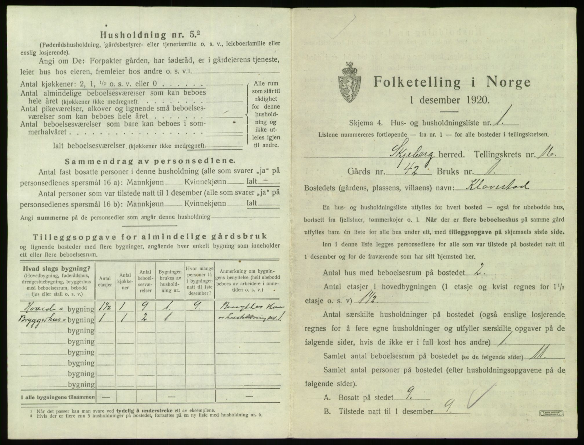 SAO, 1920 census for Skjeberg, 1920, p. 2088