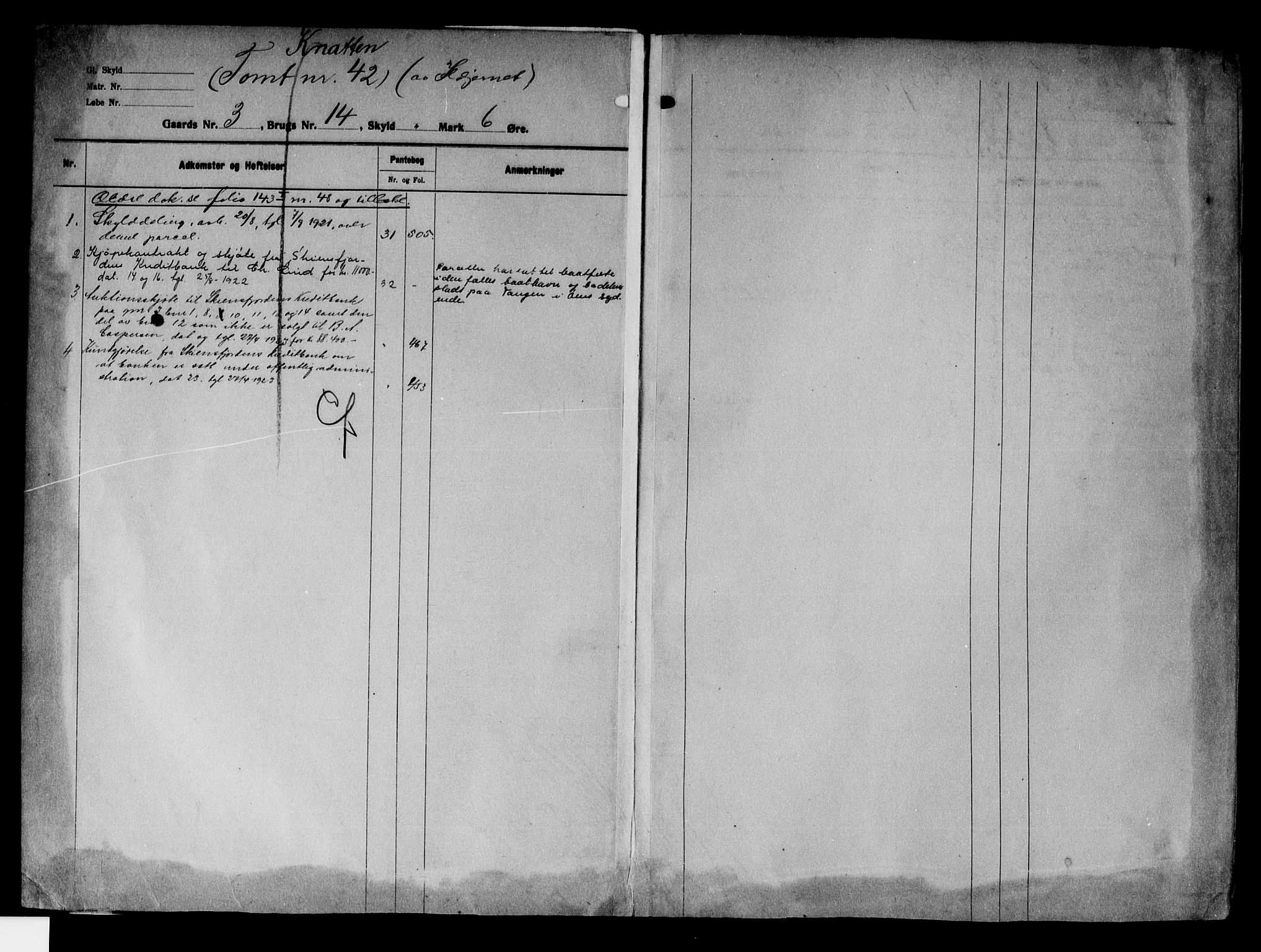 Follo sorenskriveri, SAO/A-10274/G/Gb/Gbd/L0008: Mortgage register no. IV 8, 1921-1938, p. 1